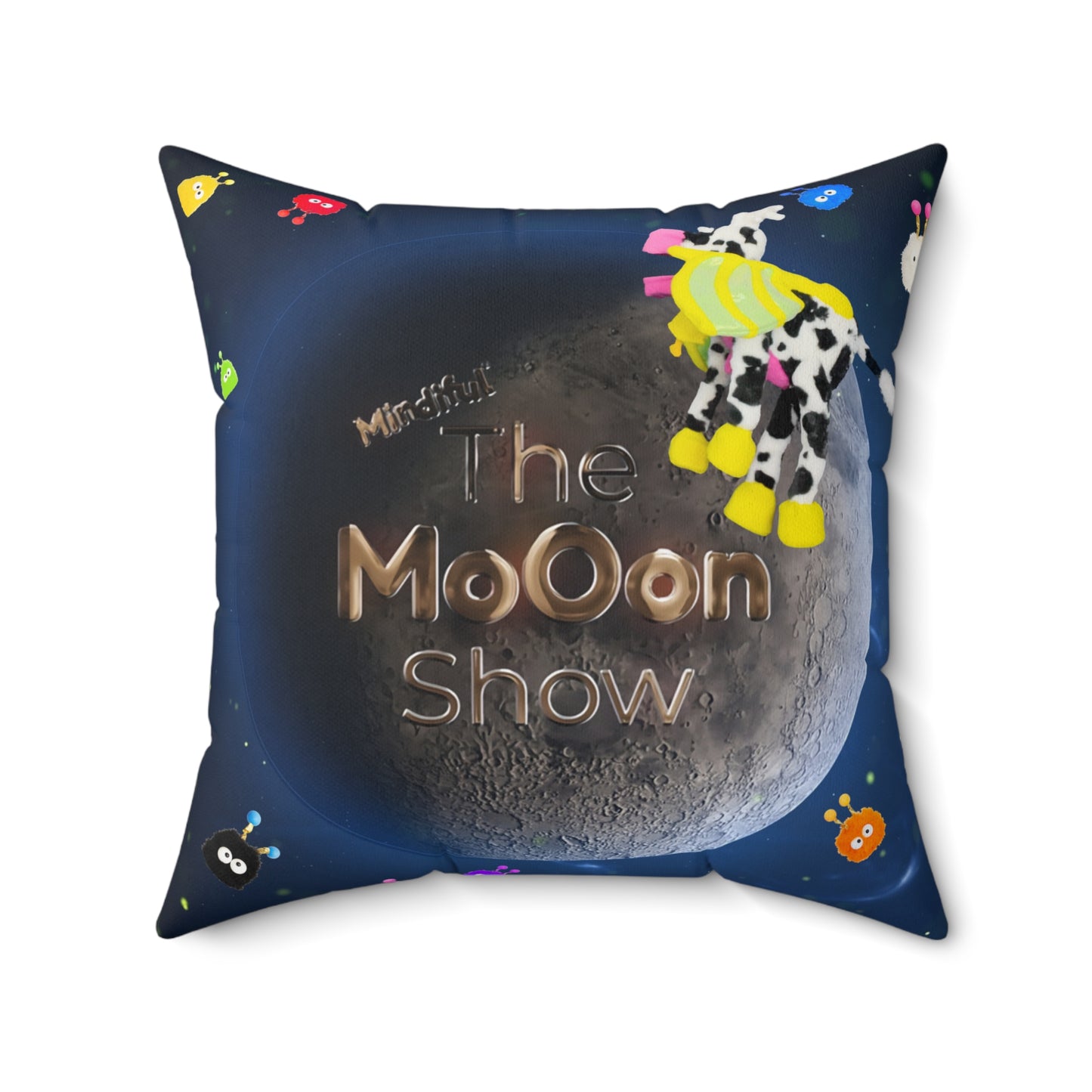 Mindiful® Cow Dragon "The Moon Show Showtime" Square Pillow