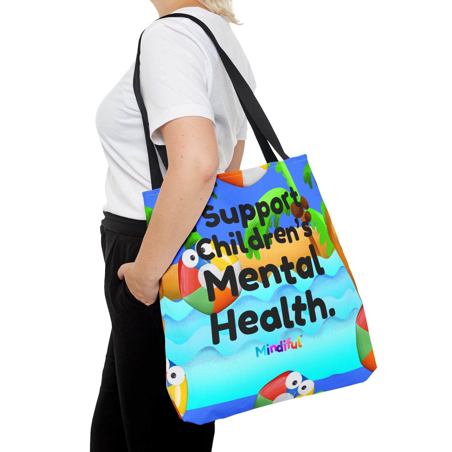 Mindiful® "I Support Children's Mental Health" Grey Bird Tote Bag