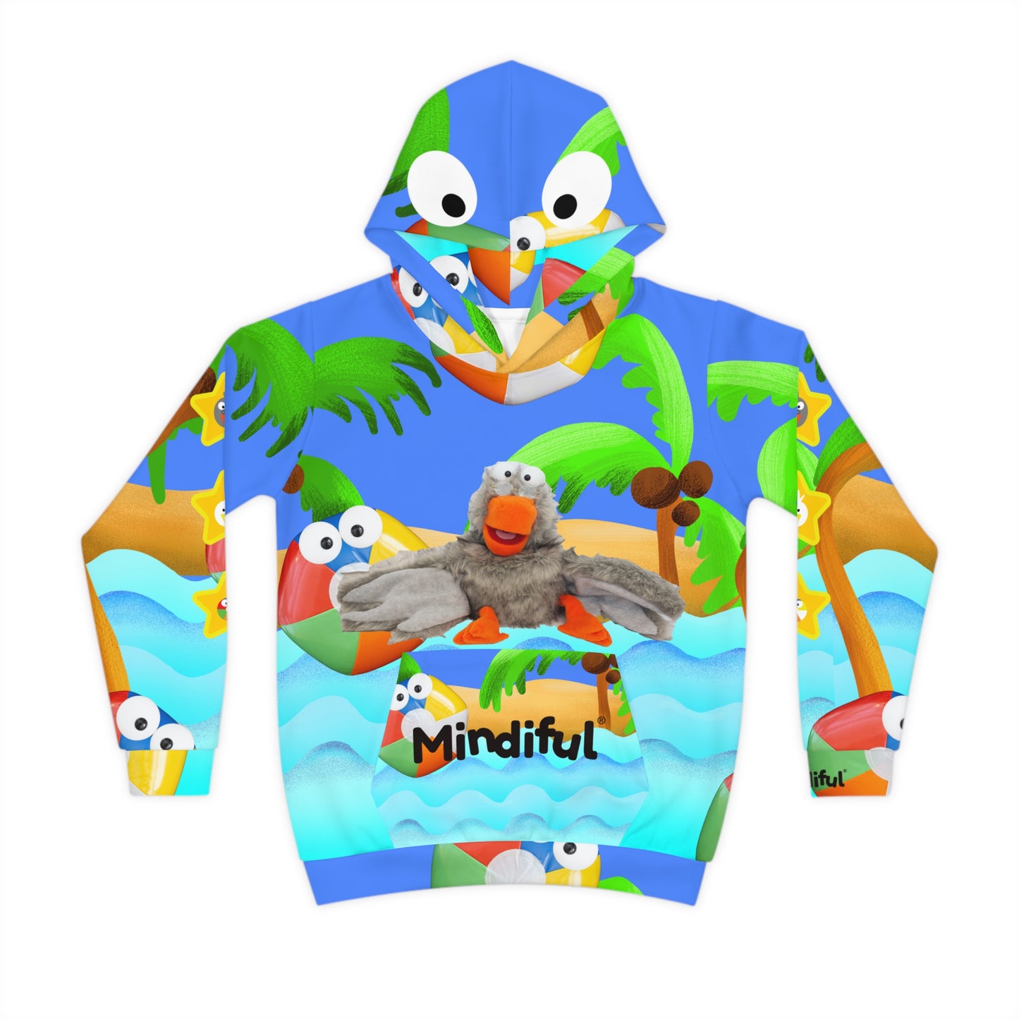 Mindiful® "Grey Bird Beach Day" Children's Hoodie