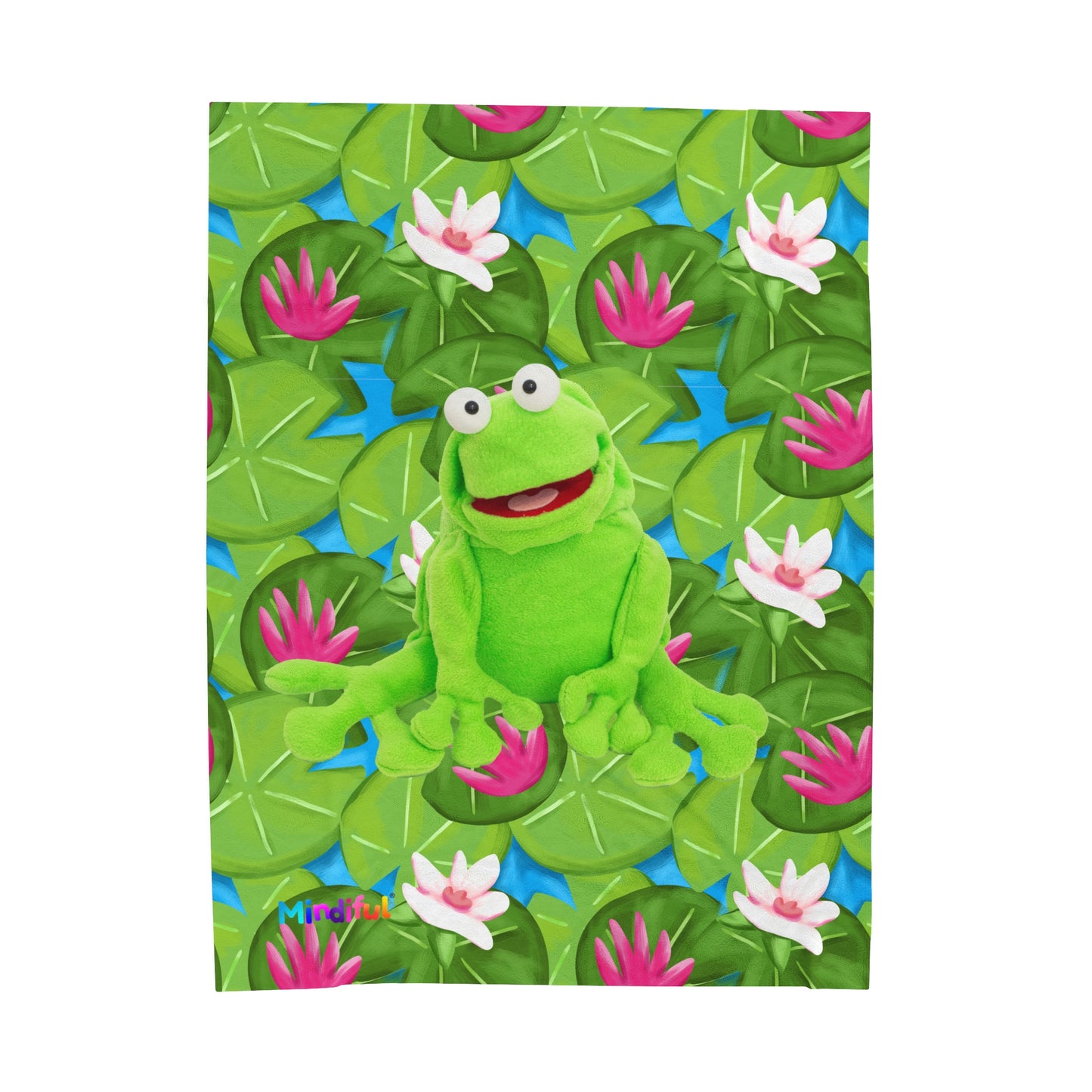 Mindiful® "Lily Pad Puddles" Velveteen Plush Snuggle Blanket