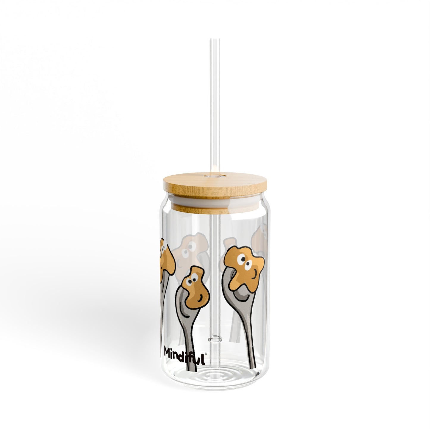 Silly Sippers GLASS with or w/o Straw, 16oz - Positive Peanut Butter