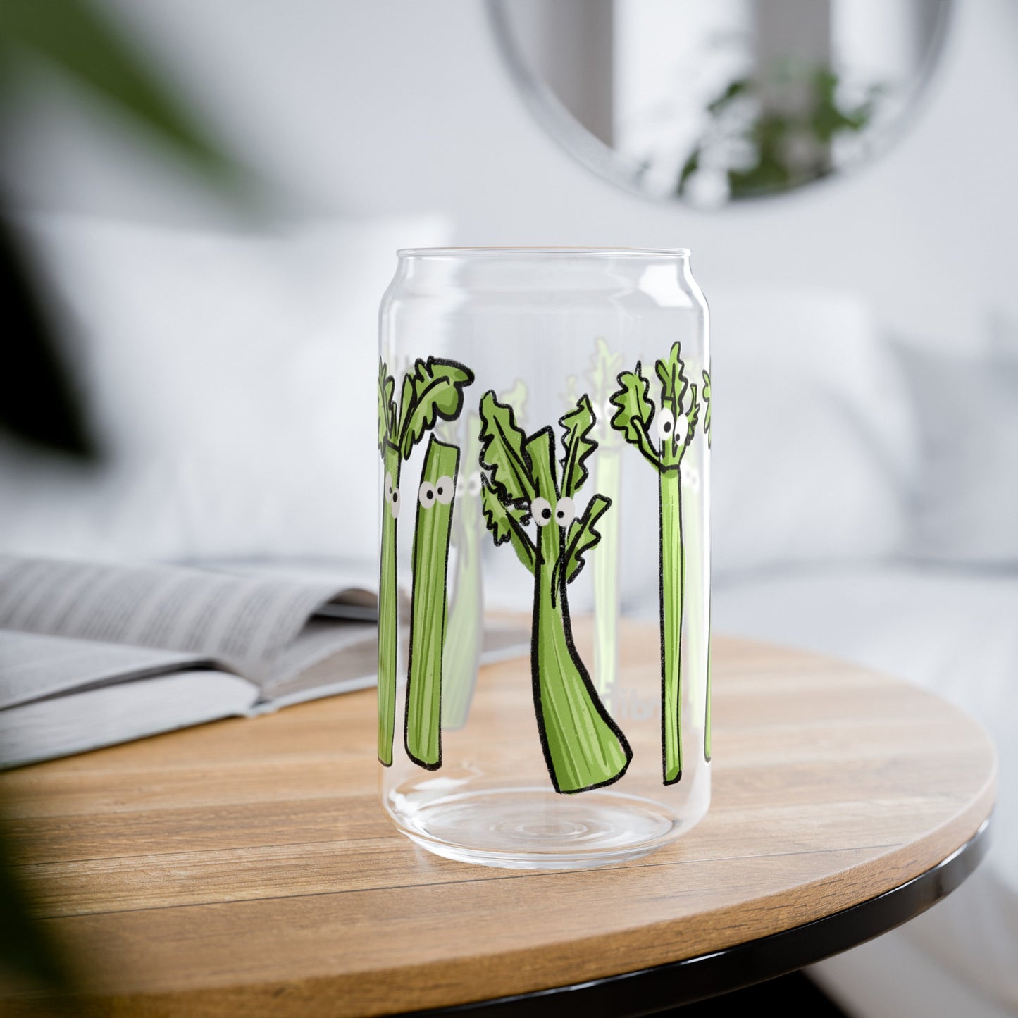 Silly Sippers GLASS with or w/o Straw, 16oz - Charming Celery