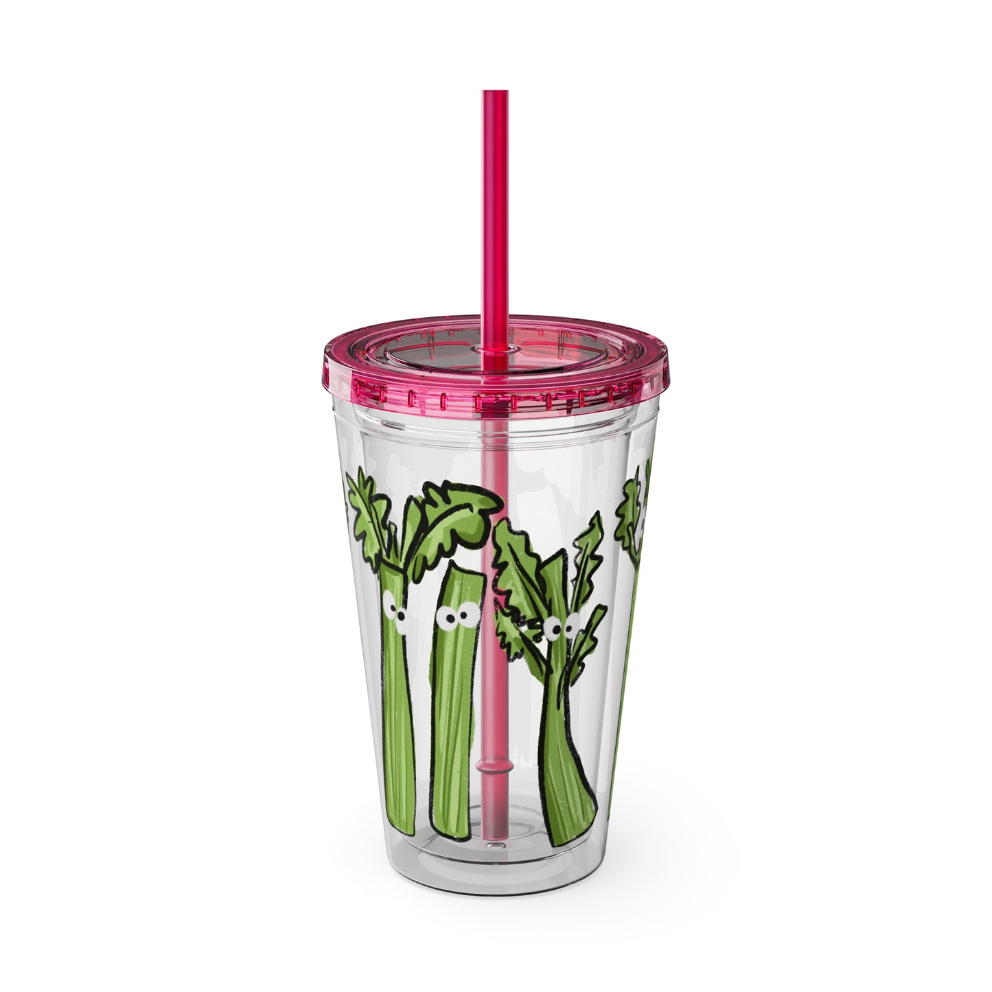 Silly Sippers BPA FREE ACRYLIC Tumbler with Straw, 16oz - Charming Celery