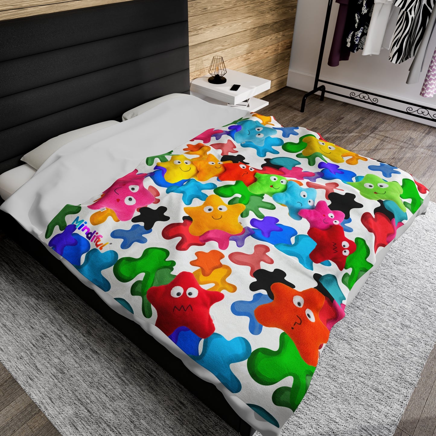 Mindiful® "Splatter Paint Starling" Velveteen Plush Snuggle Blanket