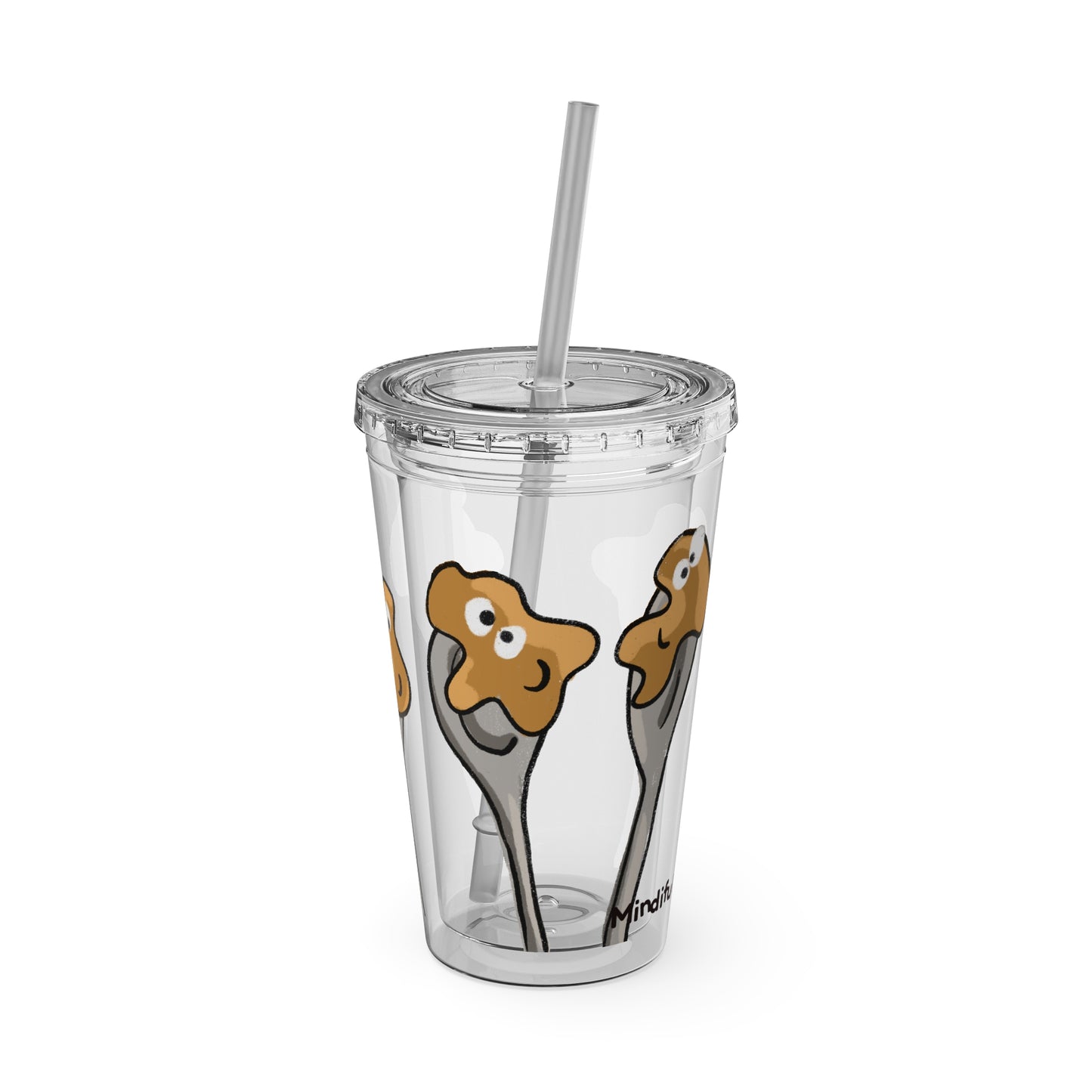 Silly Sippers BPA FREE ACRYLIC Tumbler with Straw, 16oz - Positive Peanut Butter