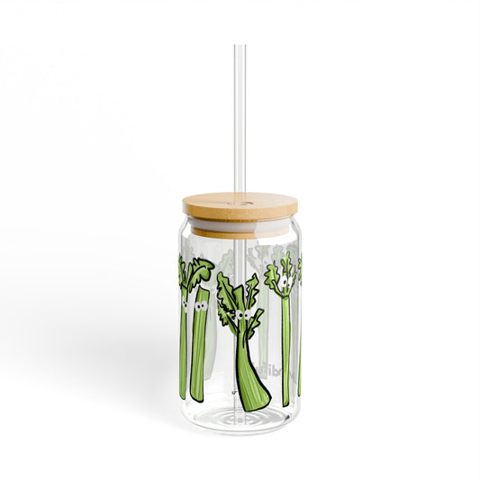 Silly Sippers GLASS with or w/o Straw, 16oz - Charming Celery