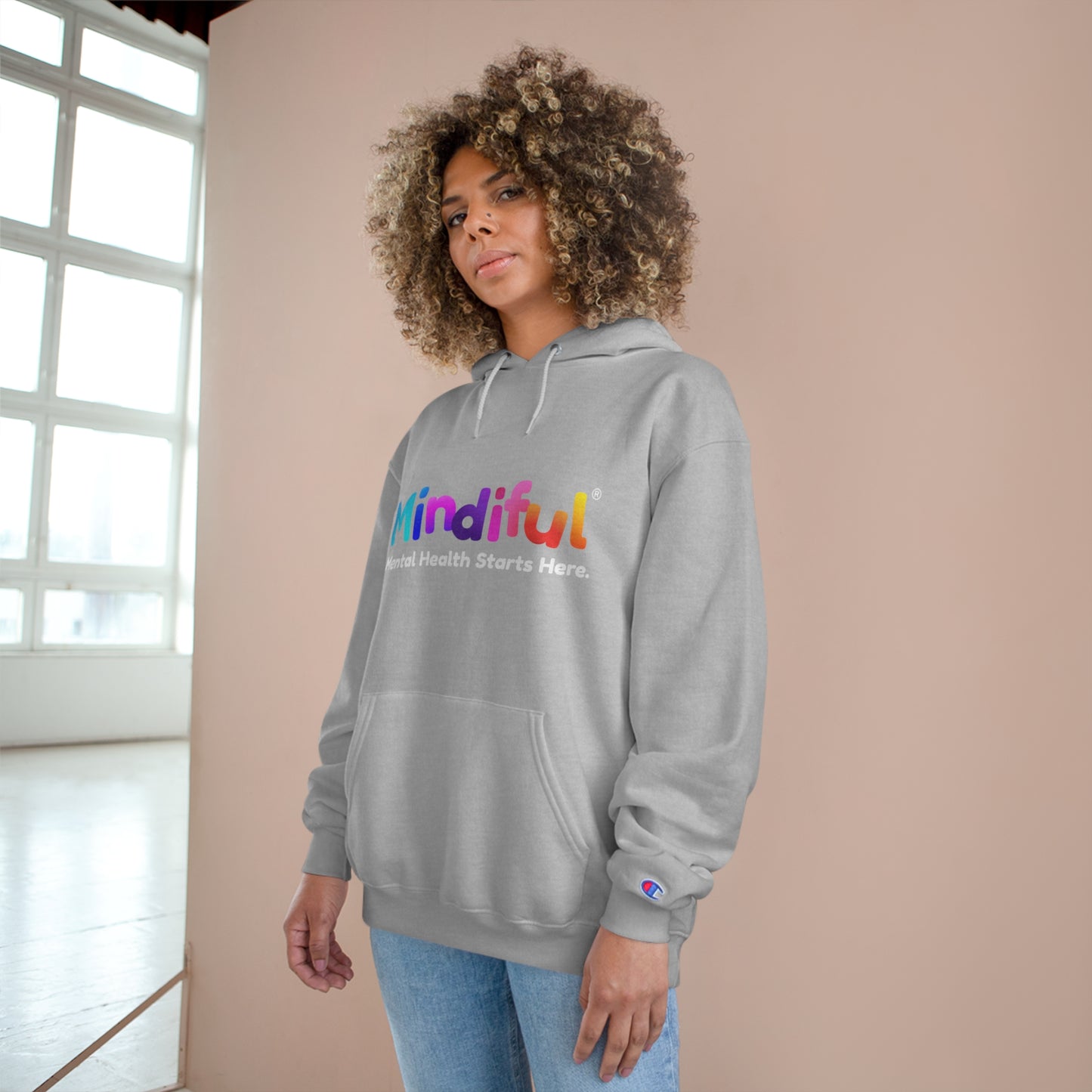 Mindiful® "I Support Children's Mental Health" Adult Champion Hoodie Black