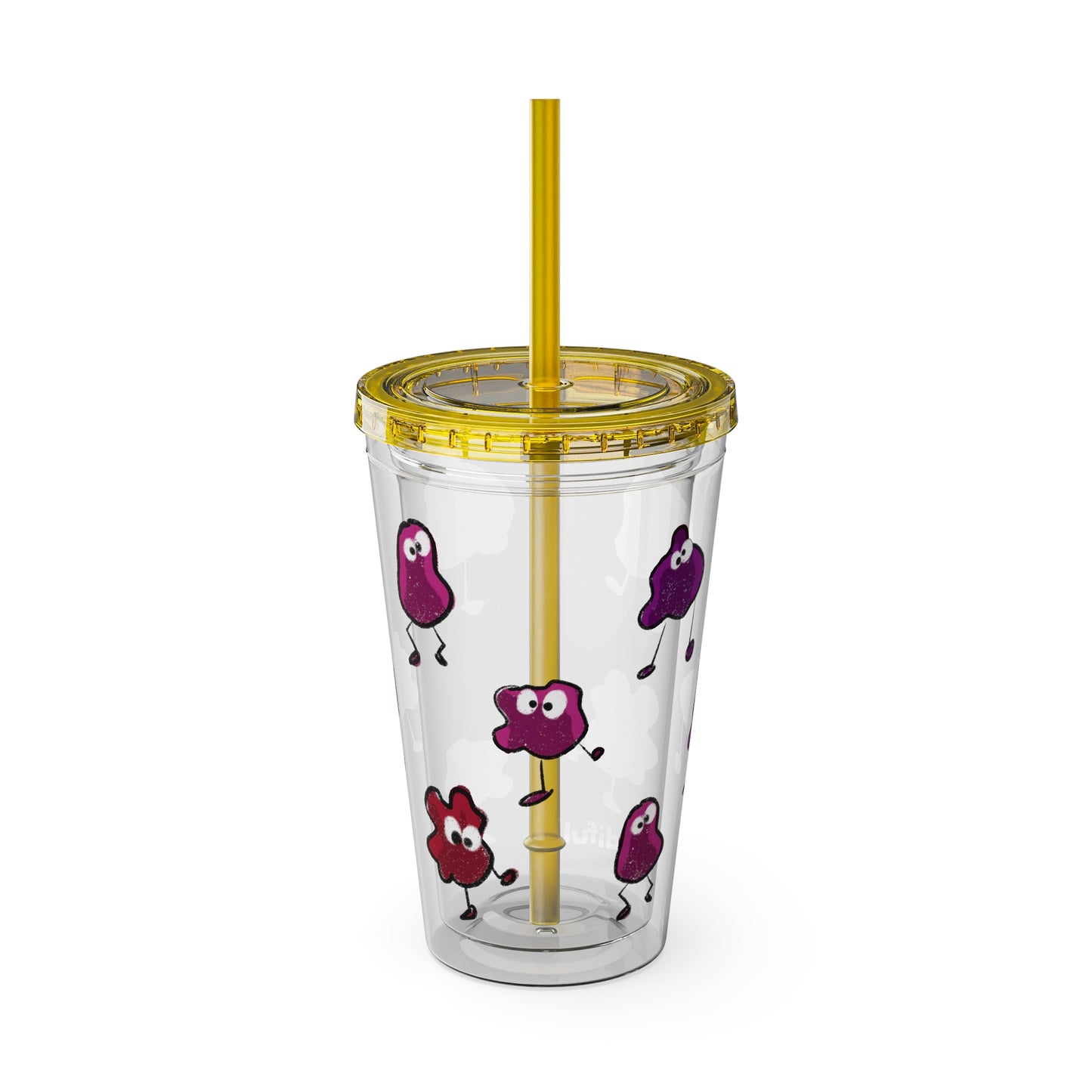 Silly Sippers BPA FREE ACRYLIC Tumbler with Straw, 16oz - Groovy Grapes