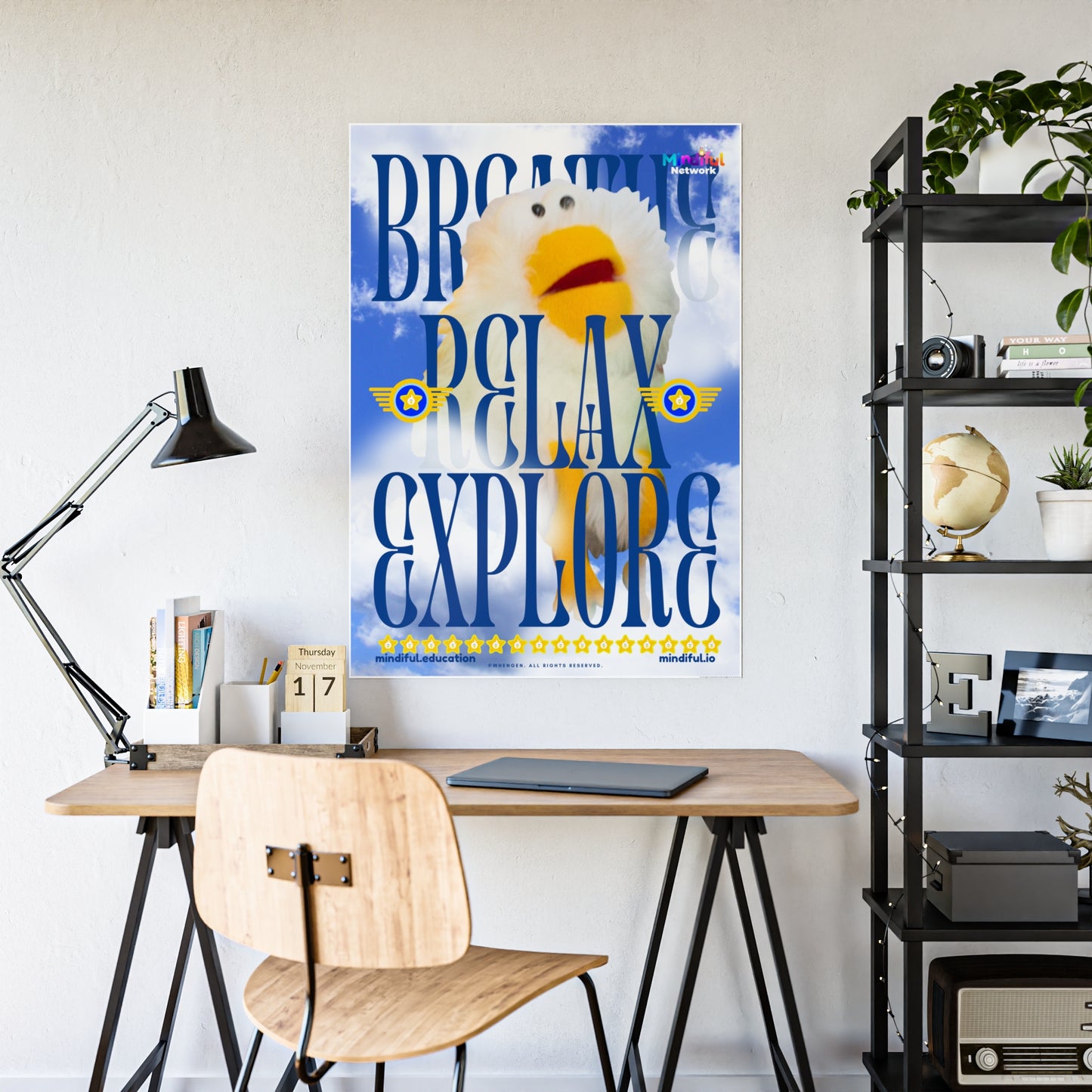 Mindiful® "Breathe Relax Explore" GLOSSY Poster