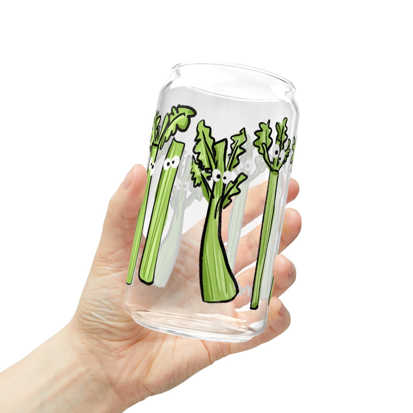 Silly Sippers GLASS with or w/o Straw, 16oz - Charming Celery