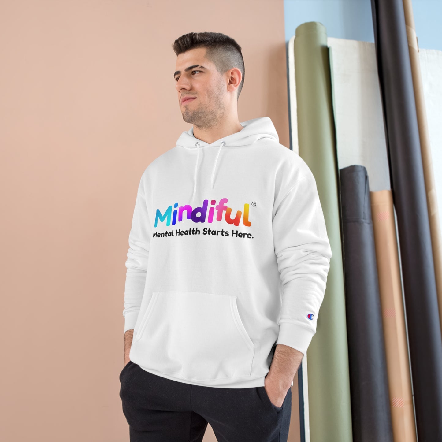 Mindiful® "I Support Children's Mental Health" Adult Champion Hoodie White