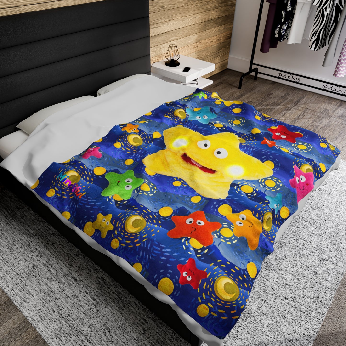 Mindiful® "Starry Starry Starling" Velveteen Plush Snuggle Blanket