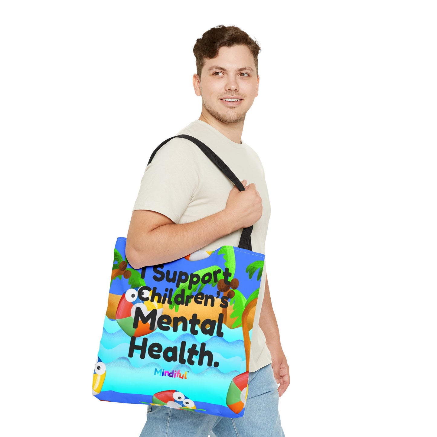 Mindiful® "I Support Children's Mental Health" Grey Bird Tote Bag