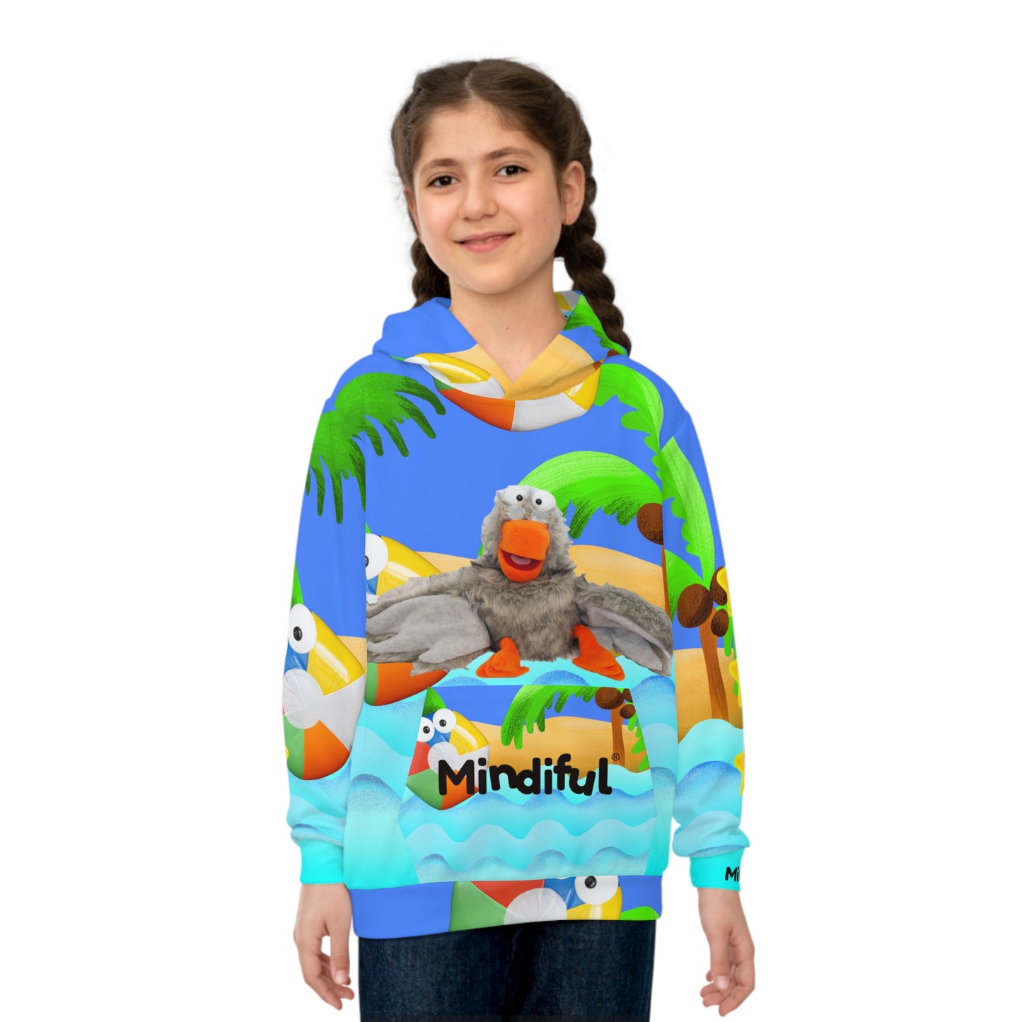 Mindiful® "Grey Bird Beach Day" Children's Hoodie