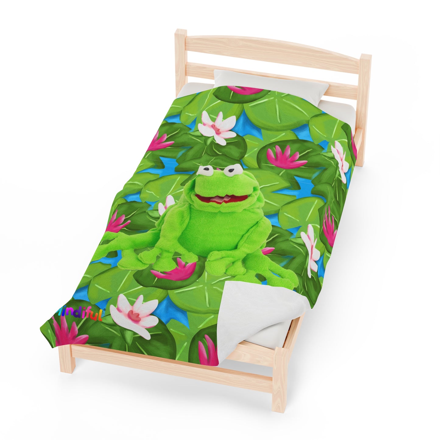 Mindiful® "Lily Pad Puddles" Velveteen Plush Snuggle Blanket