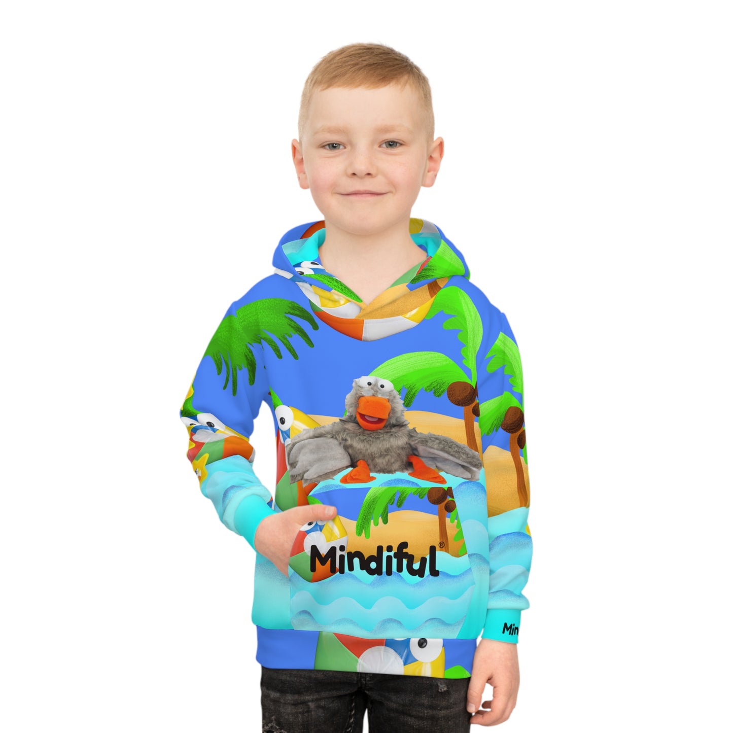 Mindiful® "Grey Bird Beach Day" Children's Hoodie