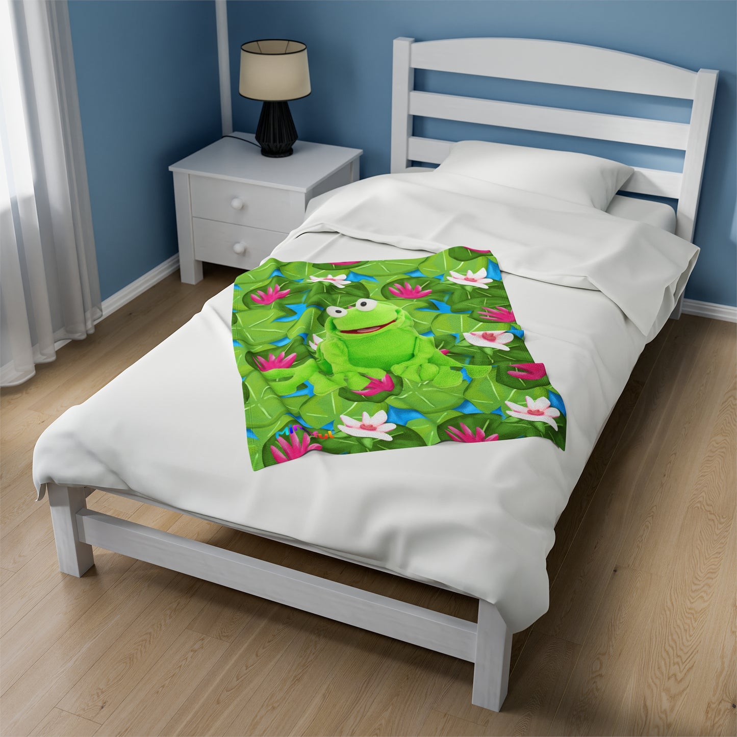 Mindiful® "Lily Pad Puddles" Velveteen Plush Snuggle Blanket