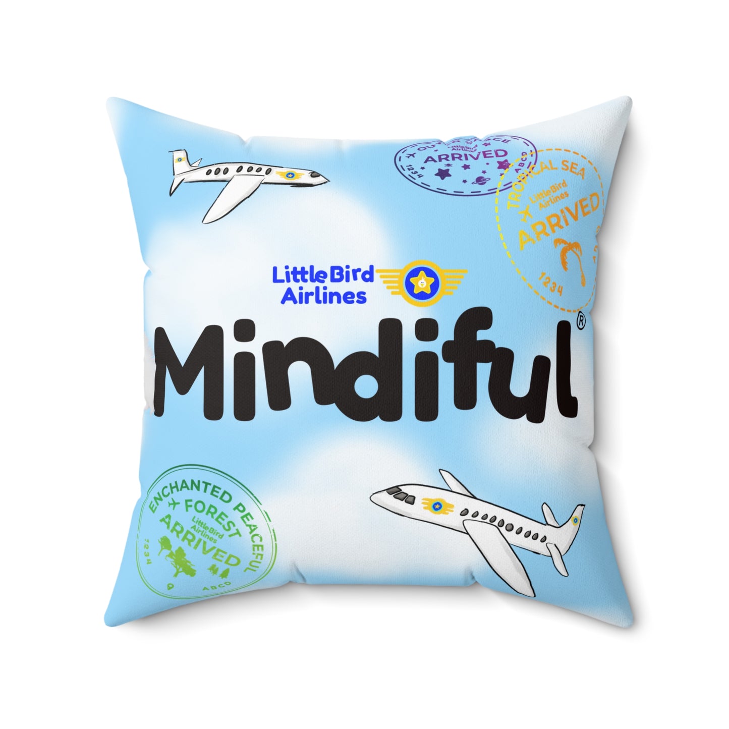 Mindiful® "Breathing Break with Little Bird" Square Pillow