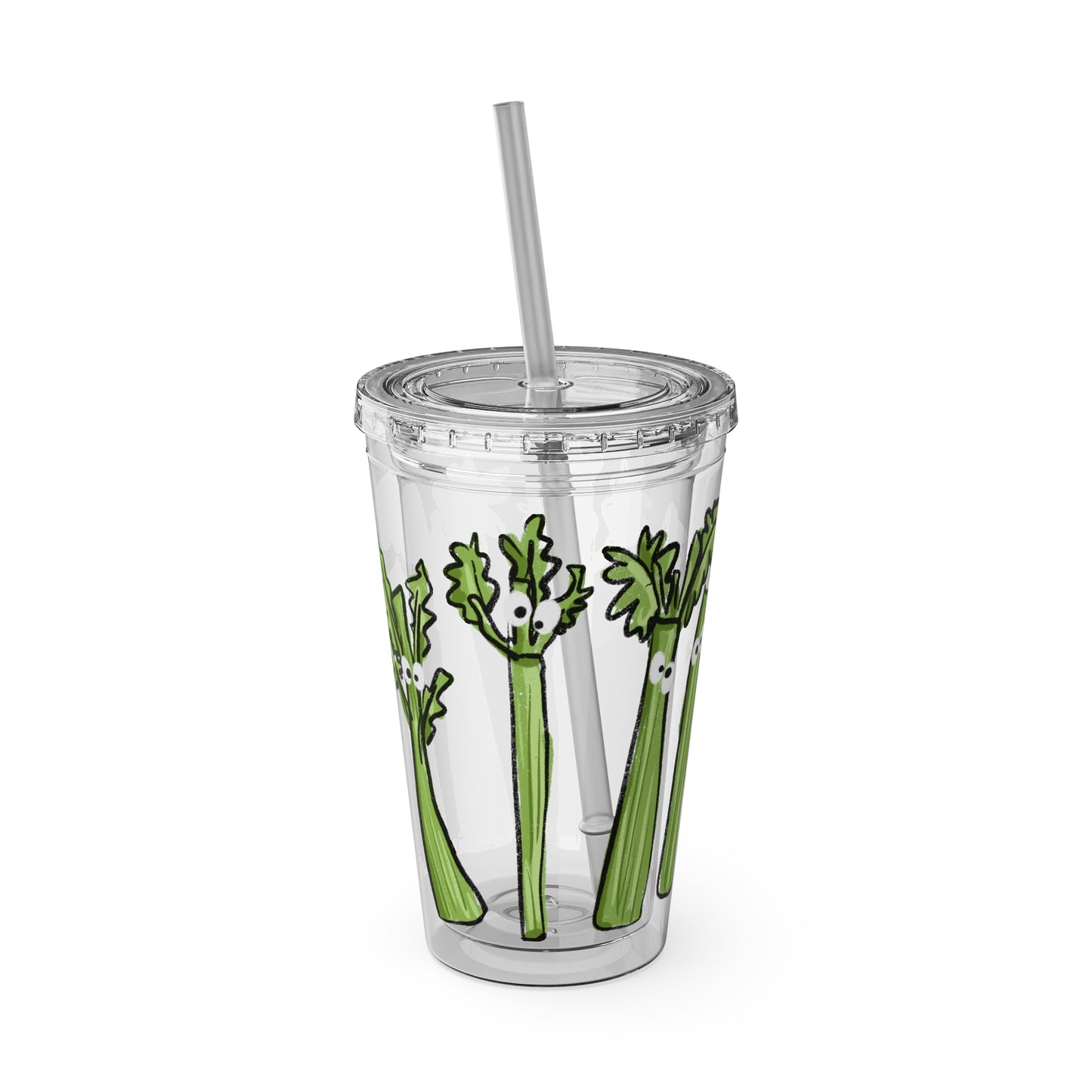 Silly Sippers BPA FREE ACRYLIC Tumbler with Straw, 16oz - Charming Celery