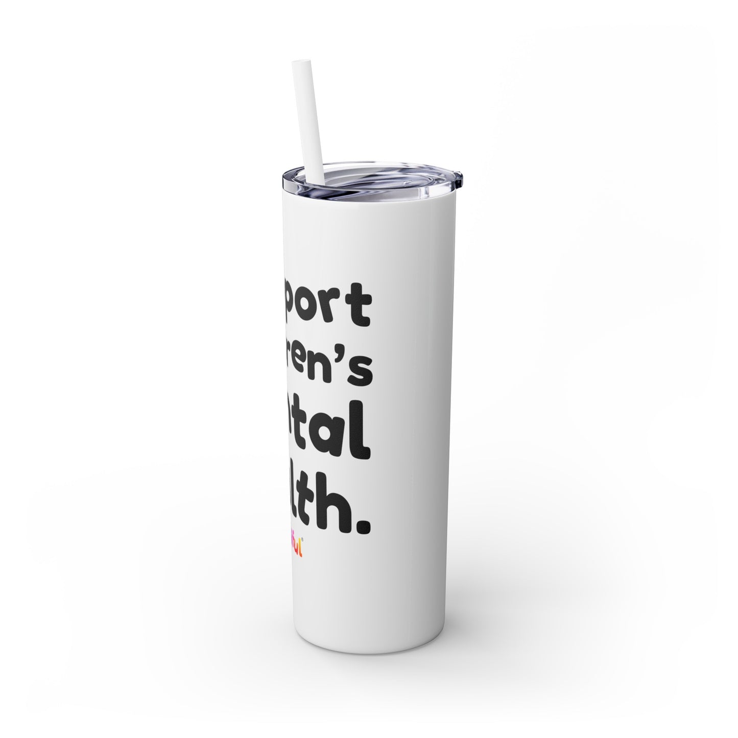 Mindiful® "I Support Children's Mental Health" Tumbler Black Text with Straw, 20oz