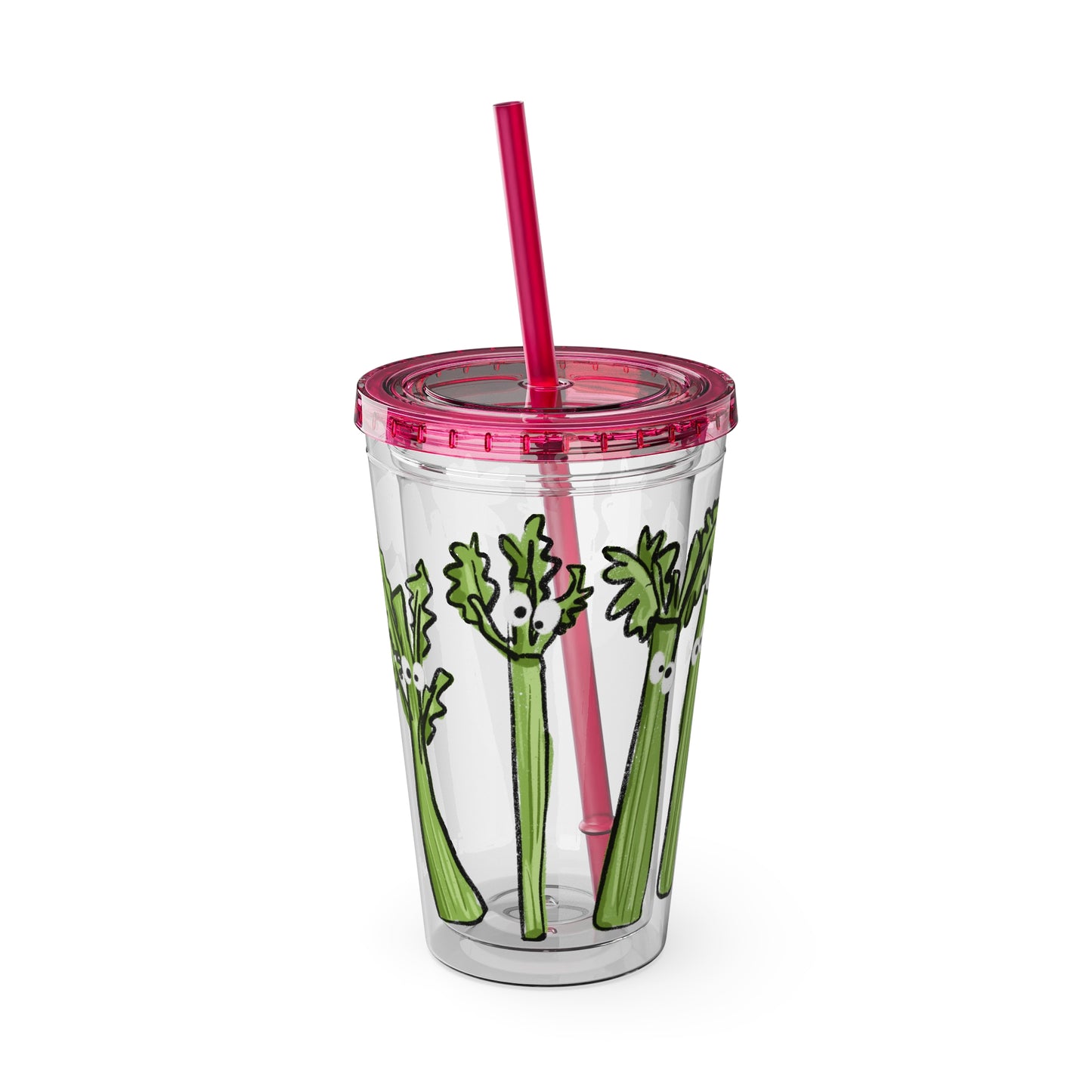 Silly Sippers BPA FREE ACRYLIC Tumbler with Straw, 16oz - Charming Celery