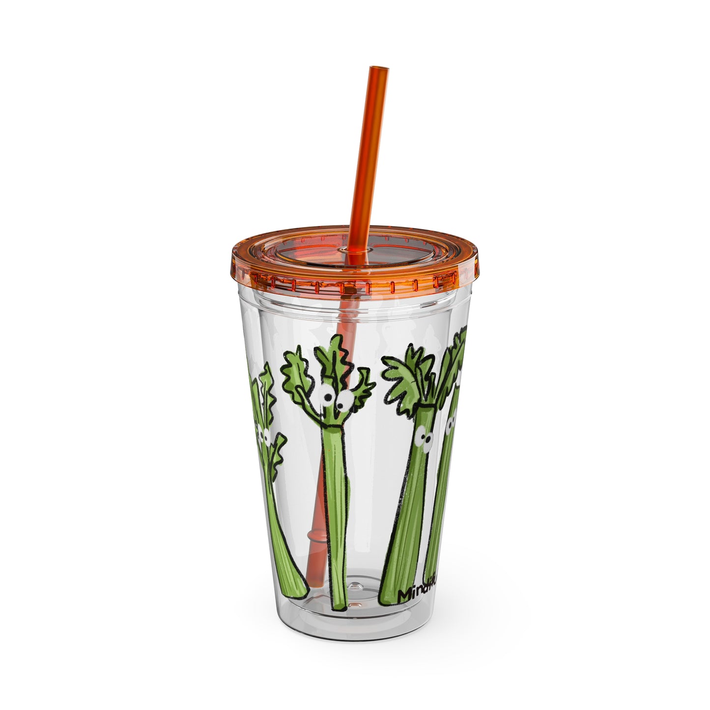 Silly Sippers BPA FREE ACRYLIC Tumbler with Straw, 16oz - Charming Celery