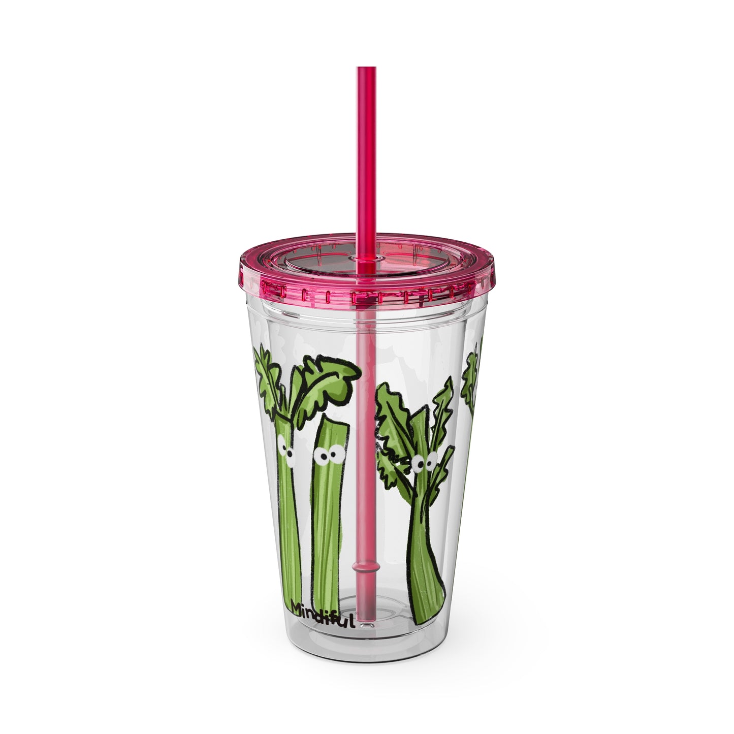 Silly Sippers BPA FREE ACRYLIC Tumbler with Straw, 16oz - Charming Celery