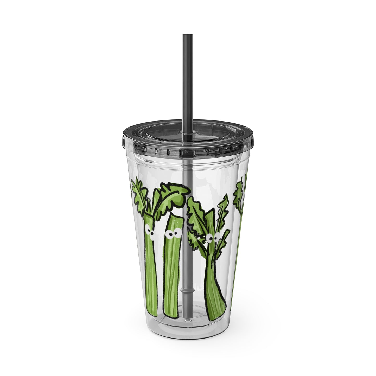 Silly Sippers BPA FREE ACRYLIC Tumbler with Straw, 16oz - Charming Celery