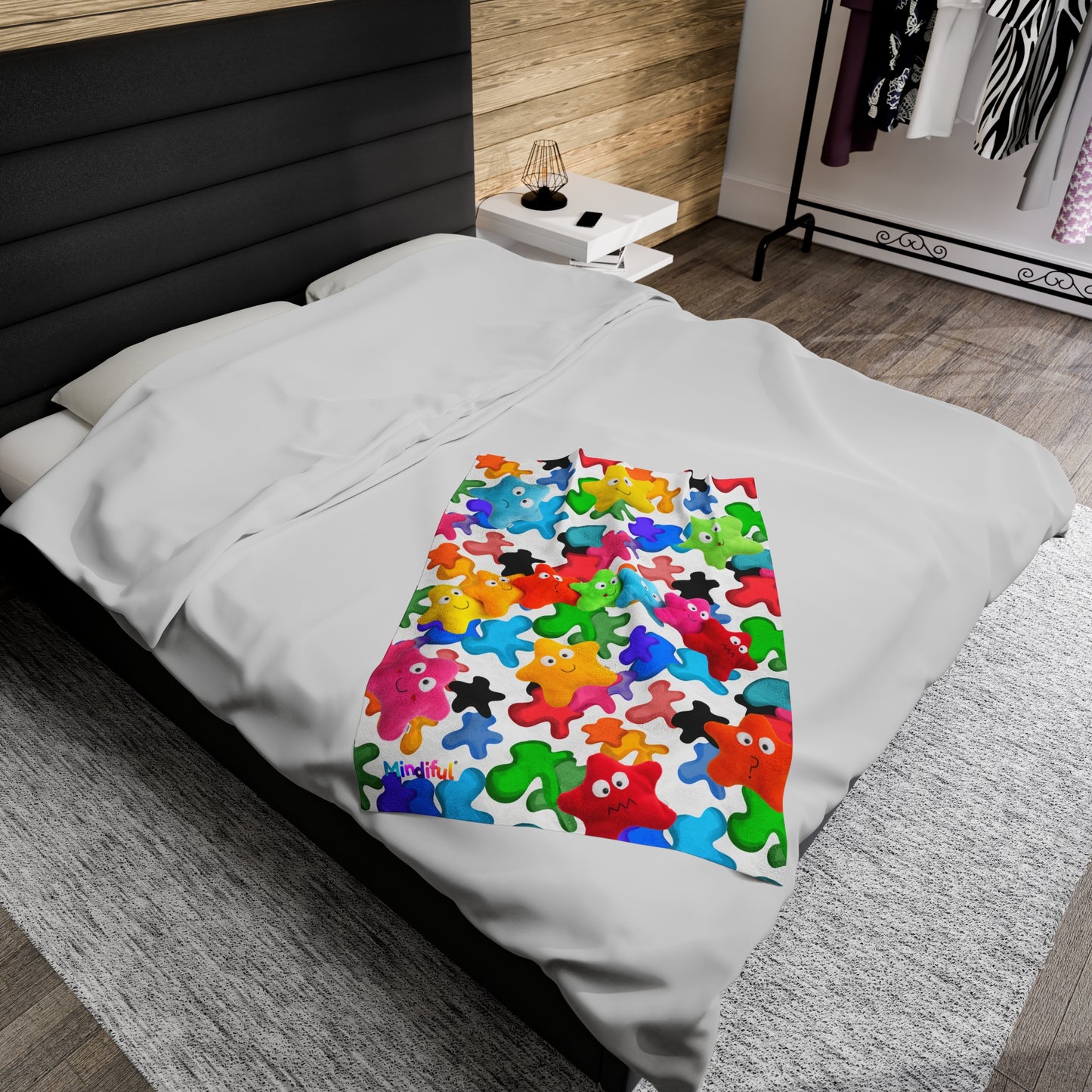 Mindiful® "Splatter Paint Starling" Velveteen Plush Snuggle Blanket