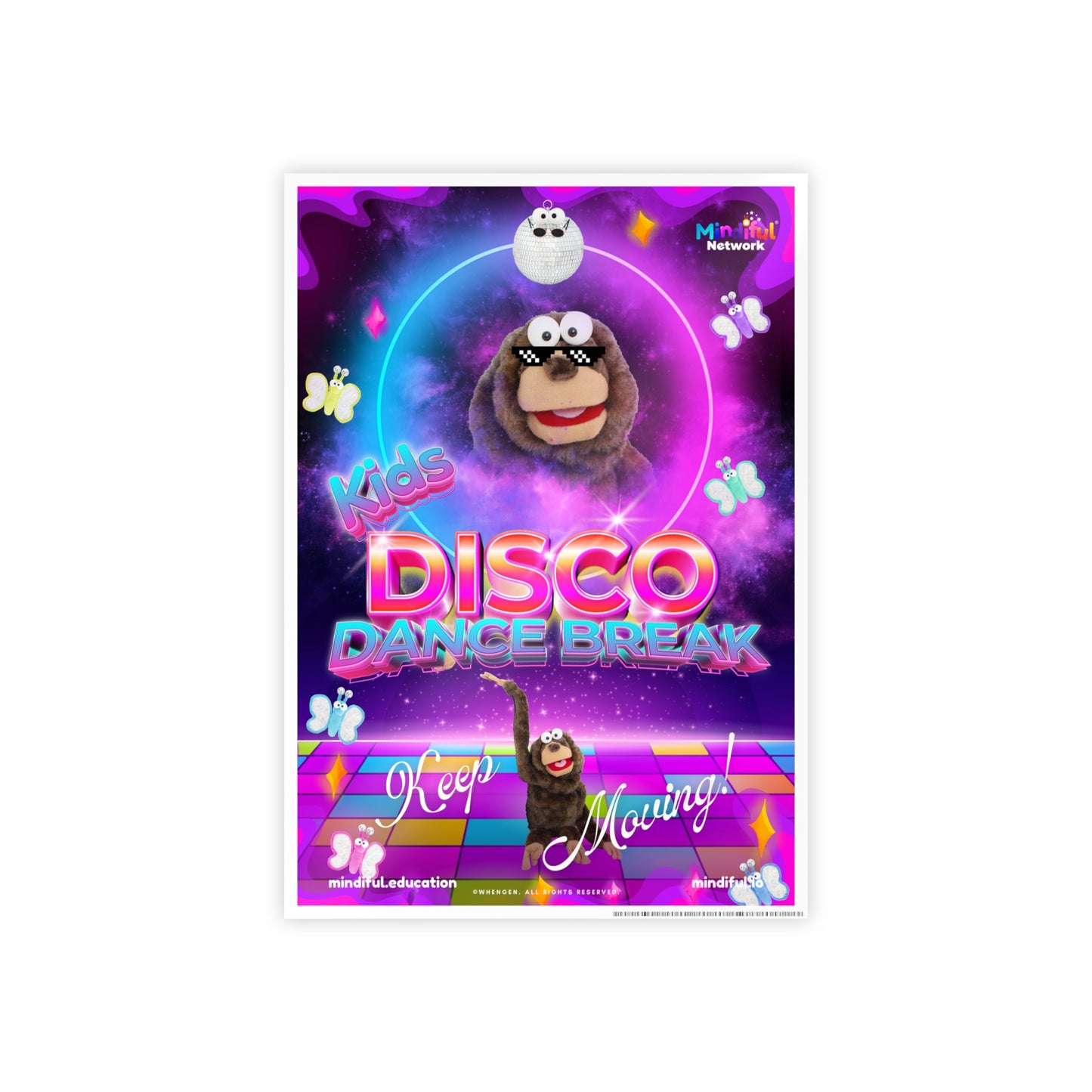 Mindiful® "Kids Disco Dance Break" GLOSSY Poster