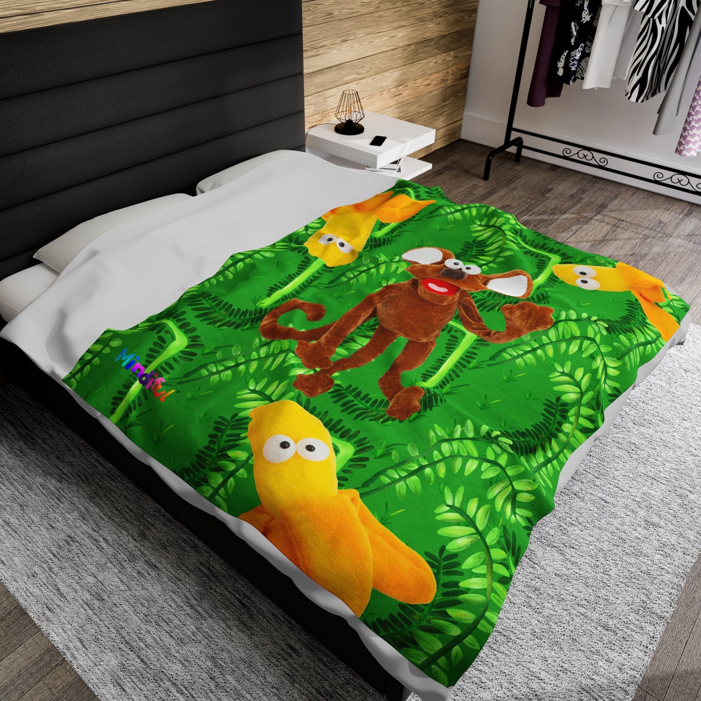 Mindiful® "Marty Jungle Party" Velveteen Plush Snuggle Blanket