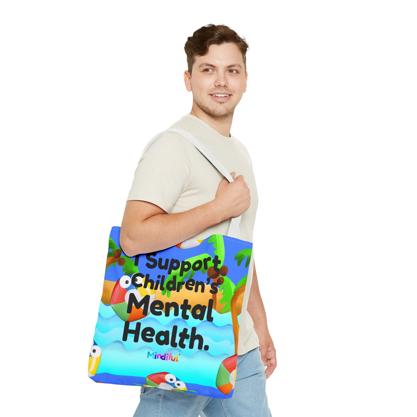 Mindiful® "I Support Children's Mental Health" Grey Bird Tote Bag