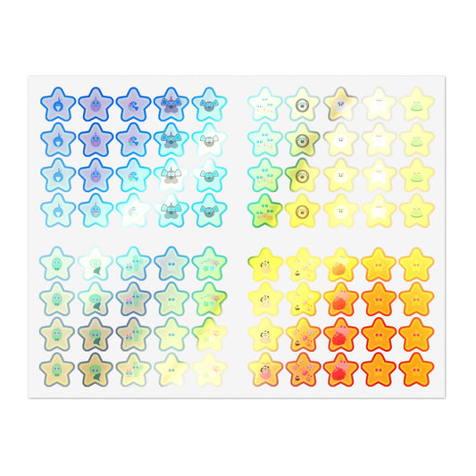 ALL CHARACTER Mindiful® Friends HOLOGRAPHIC Star Stickers - 1 Sheet