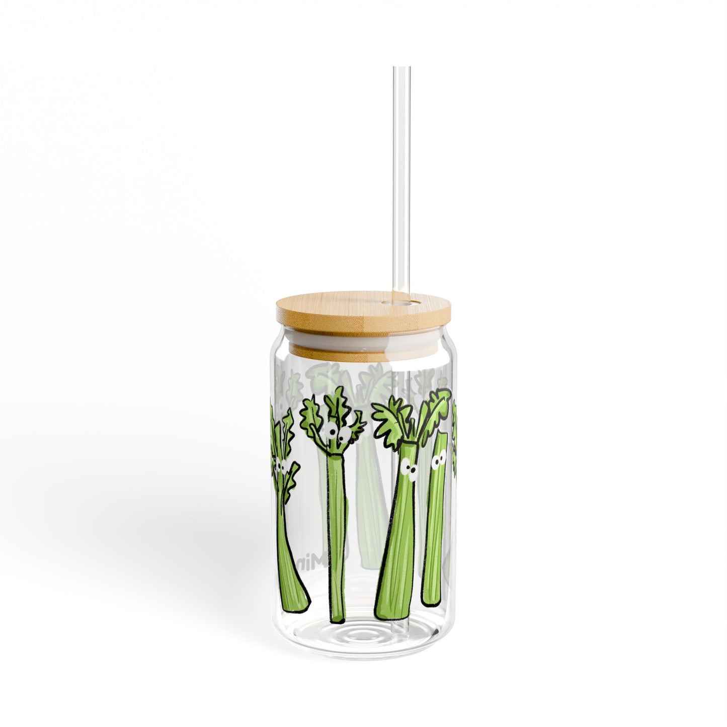 Silly Sippers GLASS with or w/o Straw, 16oz - Charming Celery