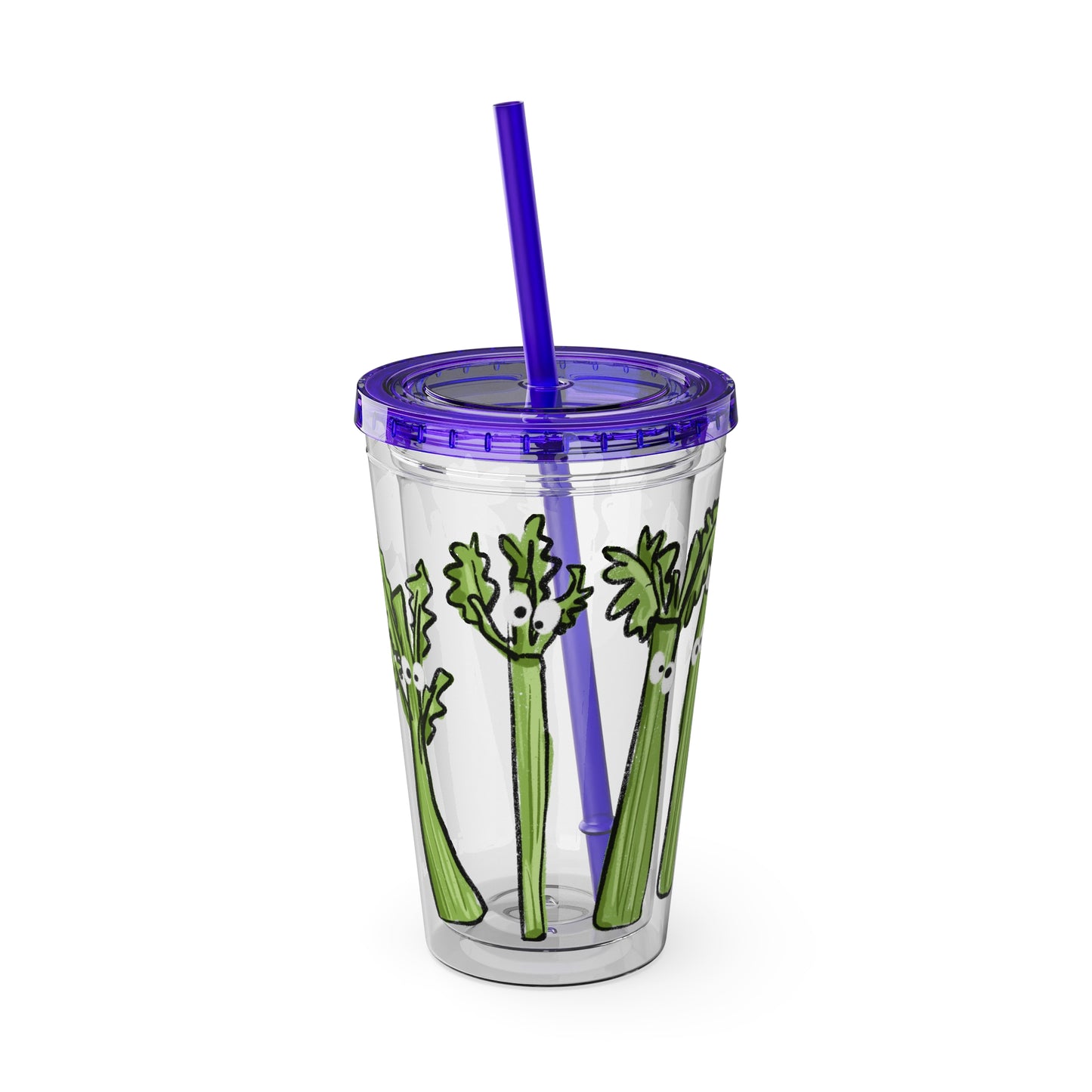 Silly Sippers BPA FREE ACRYLIC Tumbler with Straw, 16oz - Charming Celery