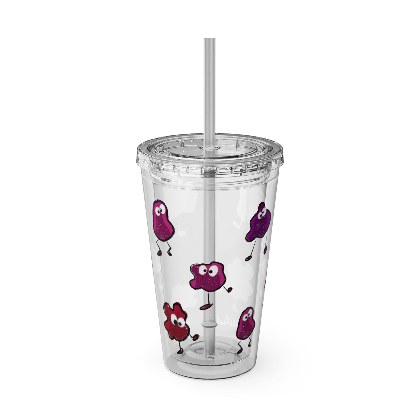 Silly Sippers BPA FREE ACRYLIC Tumbler with Straw, 16oz - Groovy Grapes