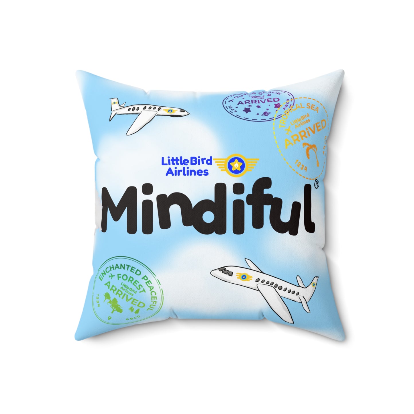 Mindiful® "Breathing Break with Little Bird" Square Pillow