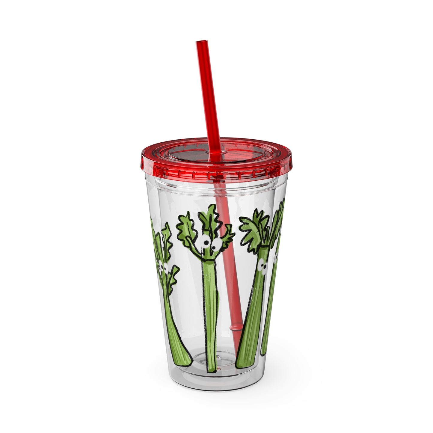 Silly Sippers BPA FREE ACRYLIC Tumbler with Straw, 16oz - Charming Celery