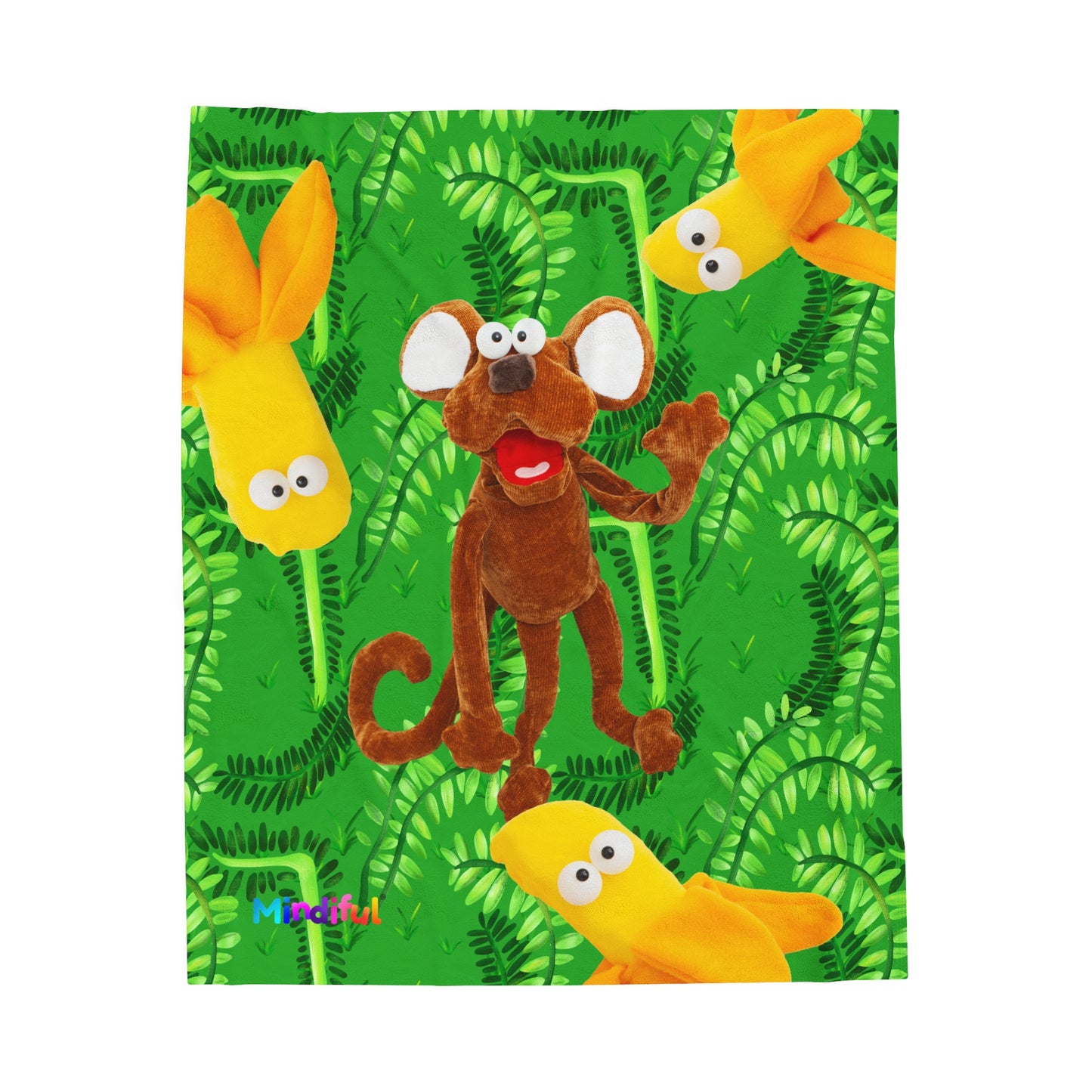 Mindiful® "Marty Jungle Party" Velveteen Plush Snuggle Blanket