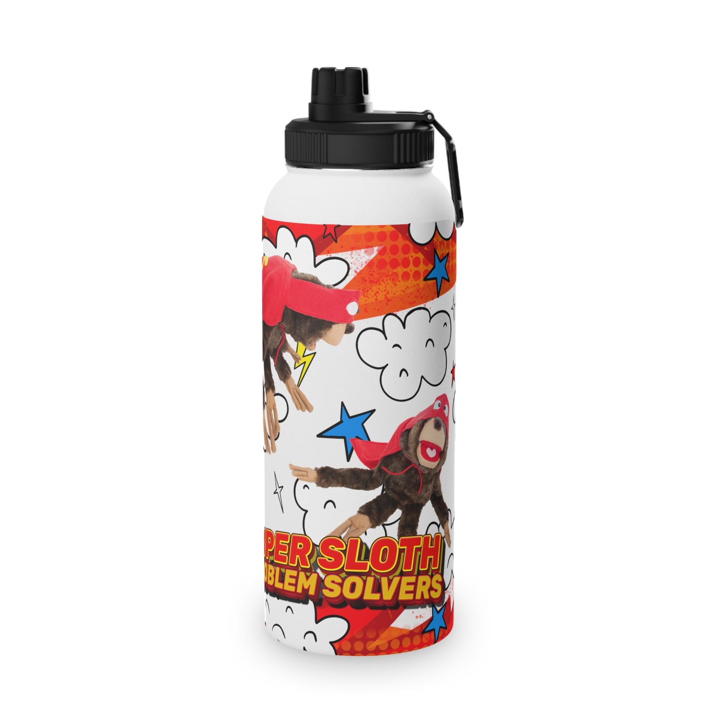 Mindiful® "Super Sloth Problem Solvers" Stainless Steel Water Bottle, Sports Lid