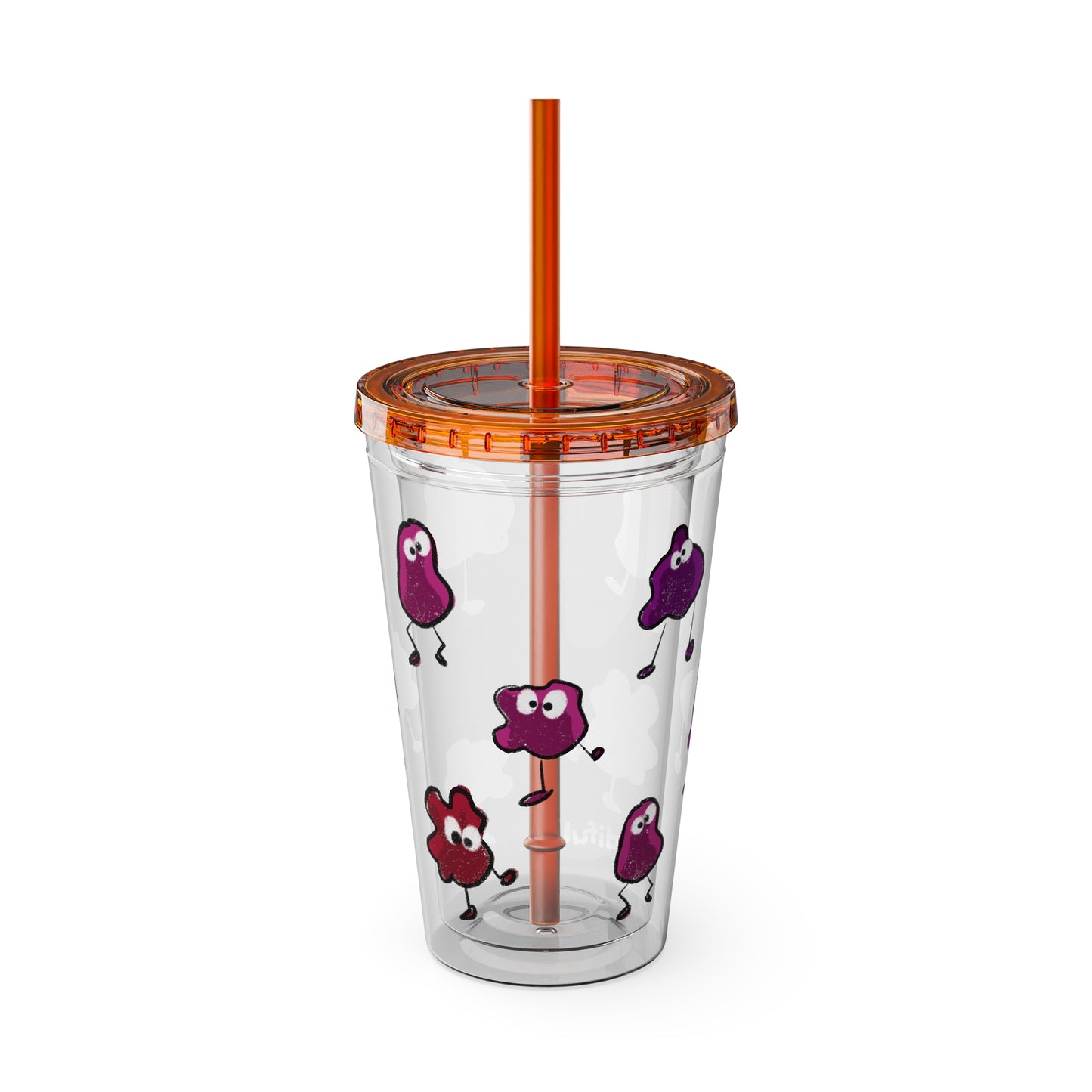 Silly Sippers BPA FREE ACRYLIC Tumbler with Straw, 16oz - Groovy Grapes