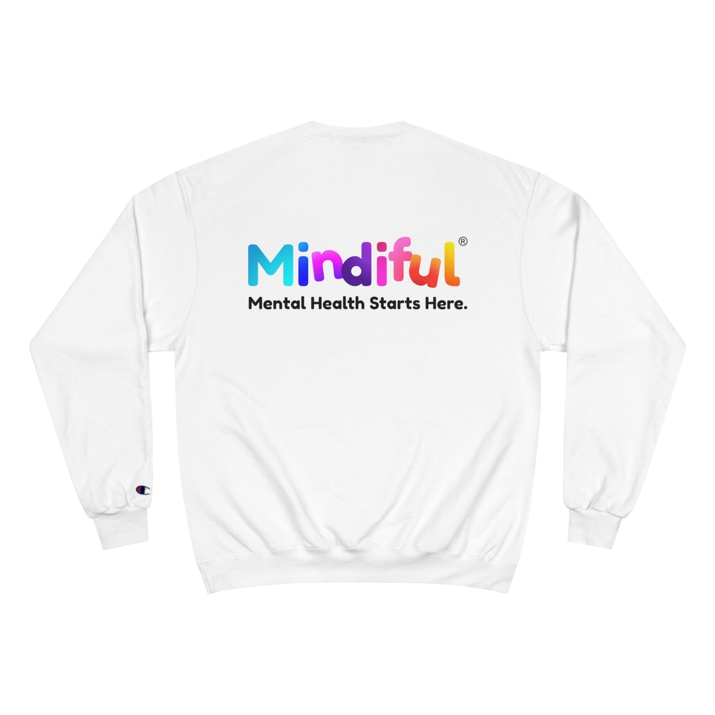 Mindiful® "I Support Children's Mental Health" White Black Text Champion Crewneck Sweatshirt