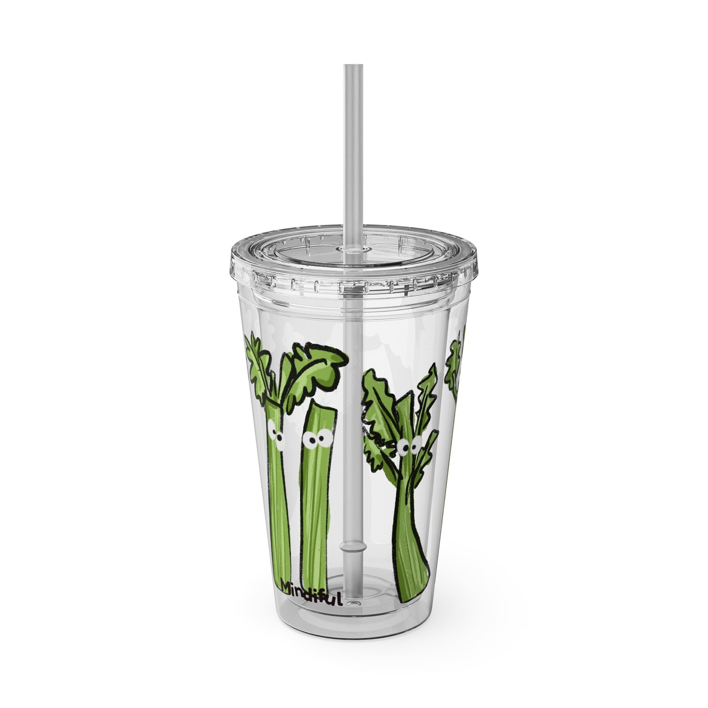 Silly Sippers BPA FREE ACRYLIC Tumbler with Straw, 16oz - Charming Celery