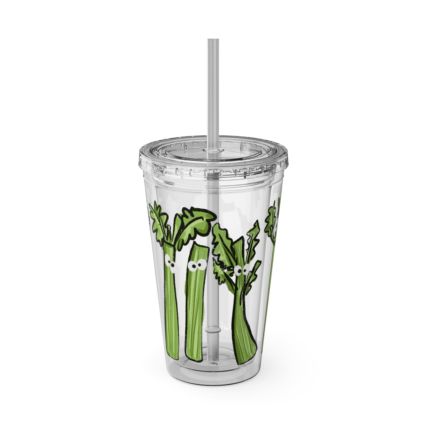 Silly Sippers BPA FREE ACRYLIC Tumbler with Straw, 16oz - Charming Celery