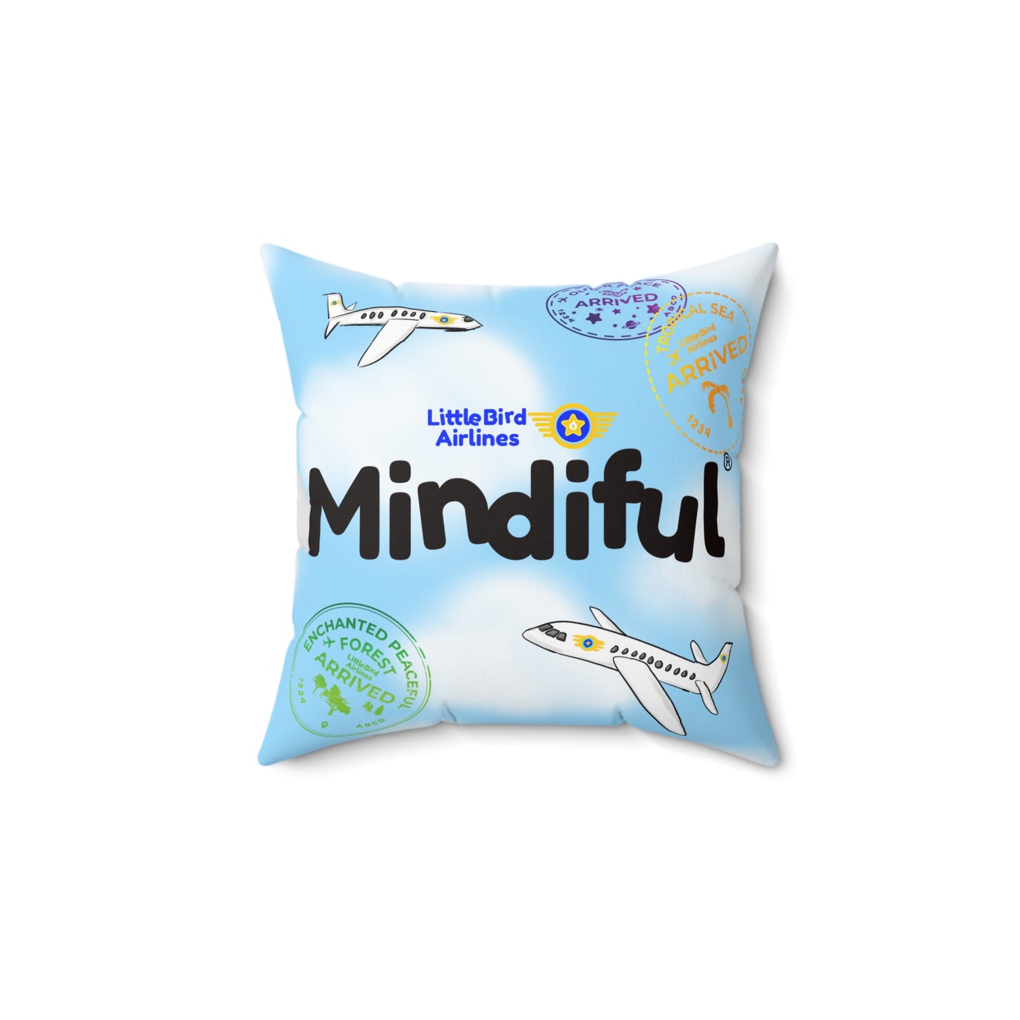 Mindiful® "Breathing Break with Little Bird" Square Pillow