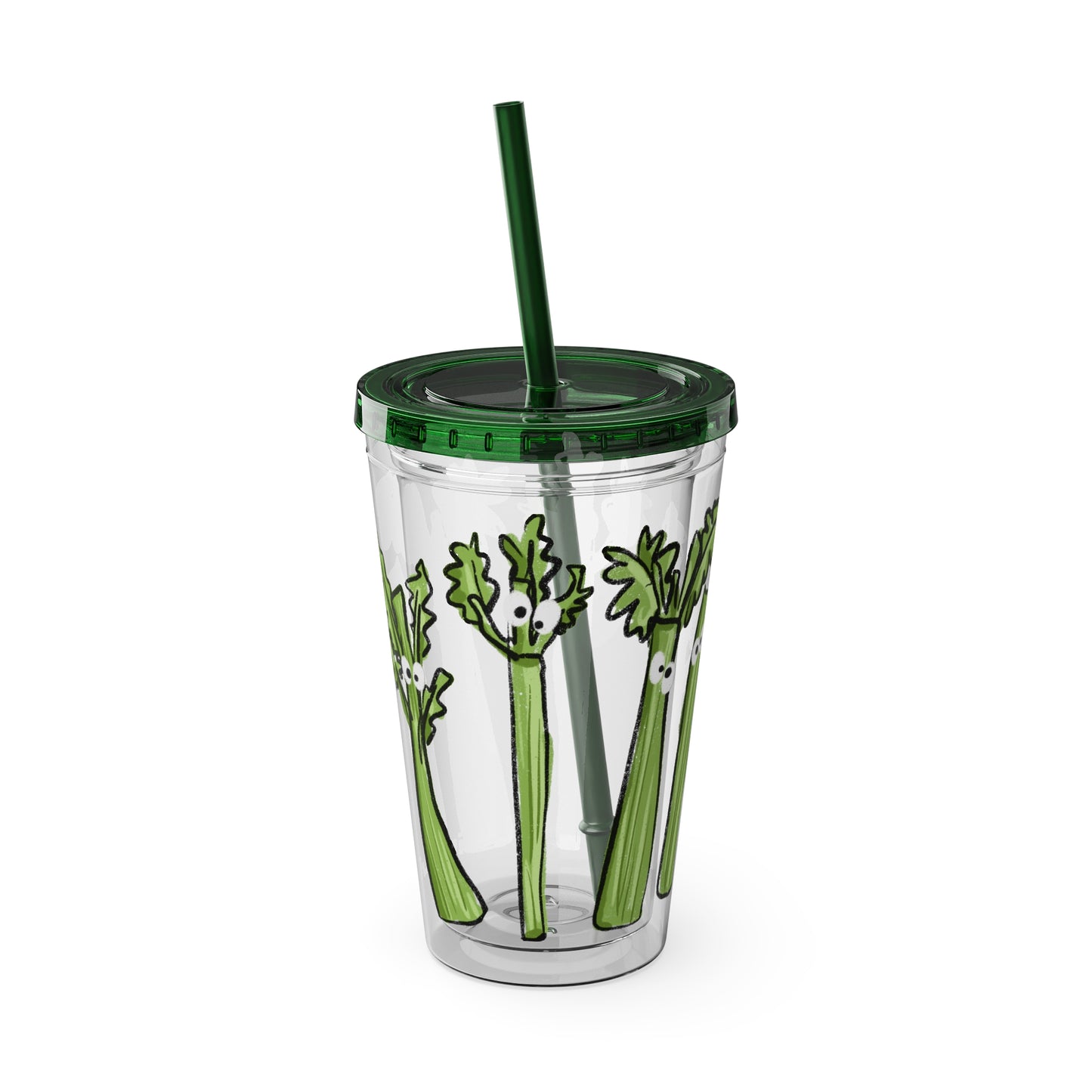 Silly Sippers BPA FREE ACRYLIC Tumbler with Straw, 16oz - Charming Celery