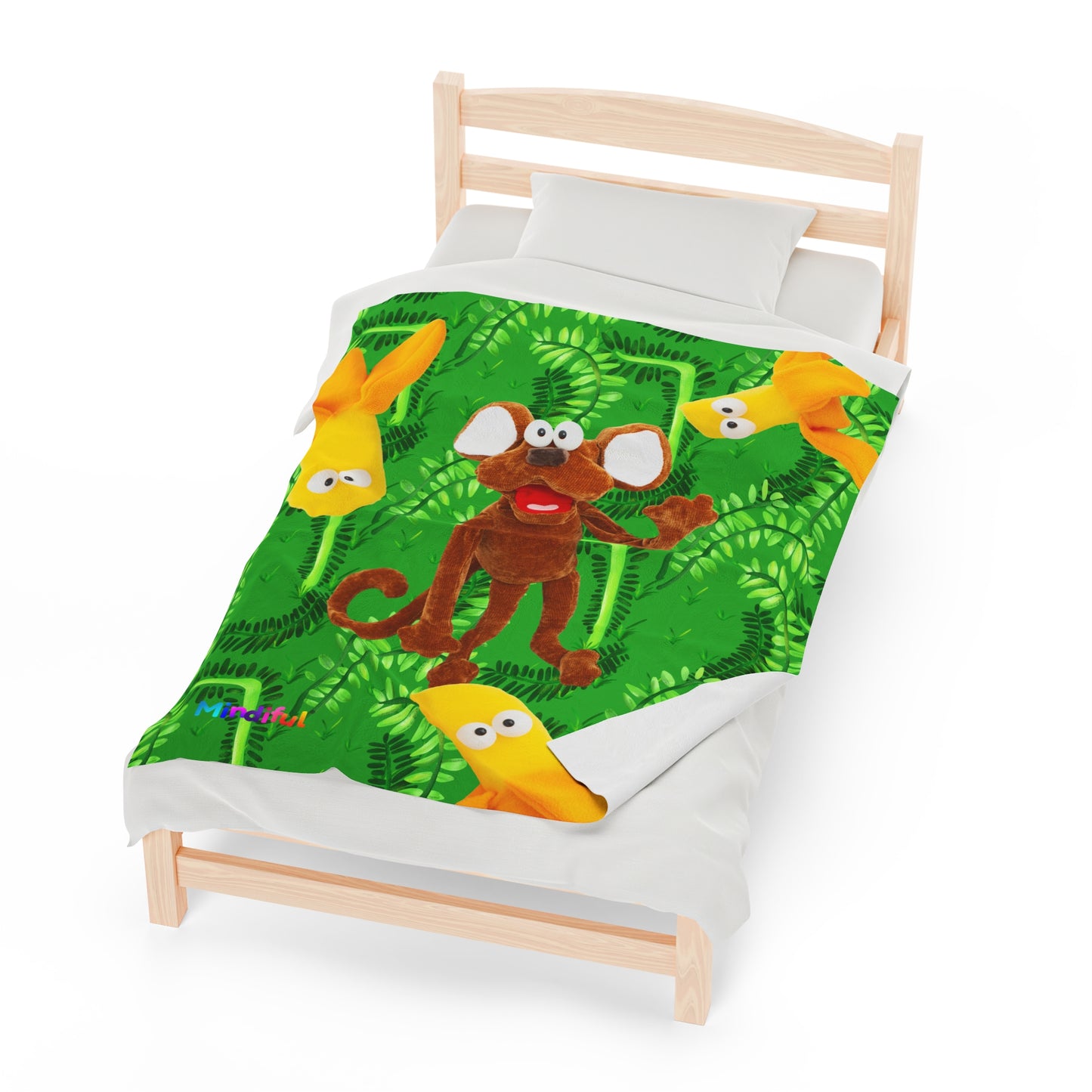 Mindiful® "Marty Jungle Party" Velveteen Plush Snuggle Blanket