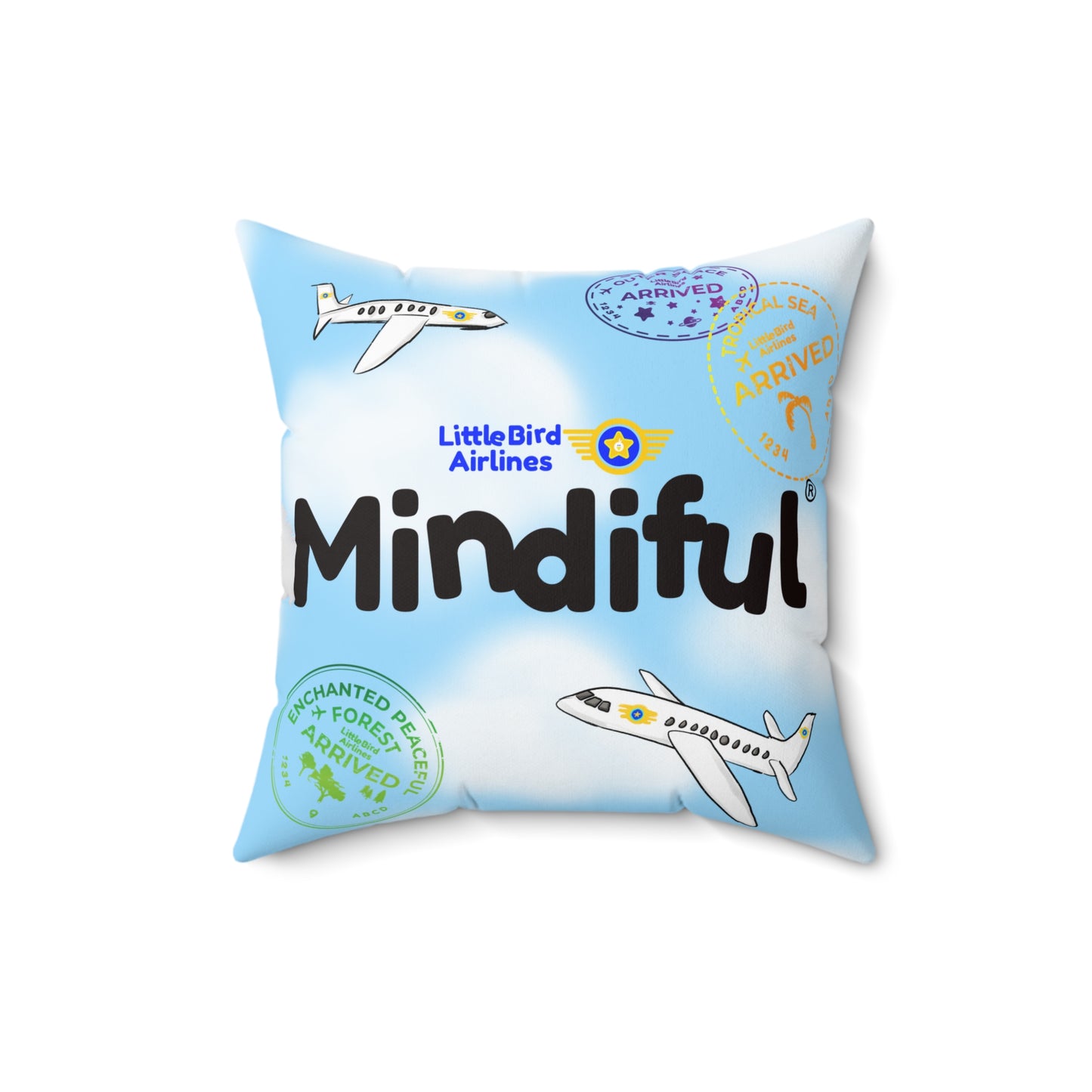 Mindiful® "Breathing Break with Little Bird" Square Pillow