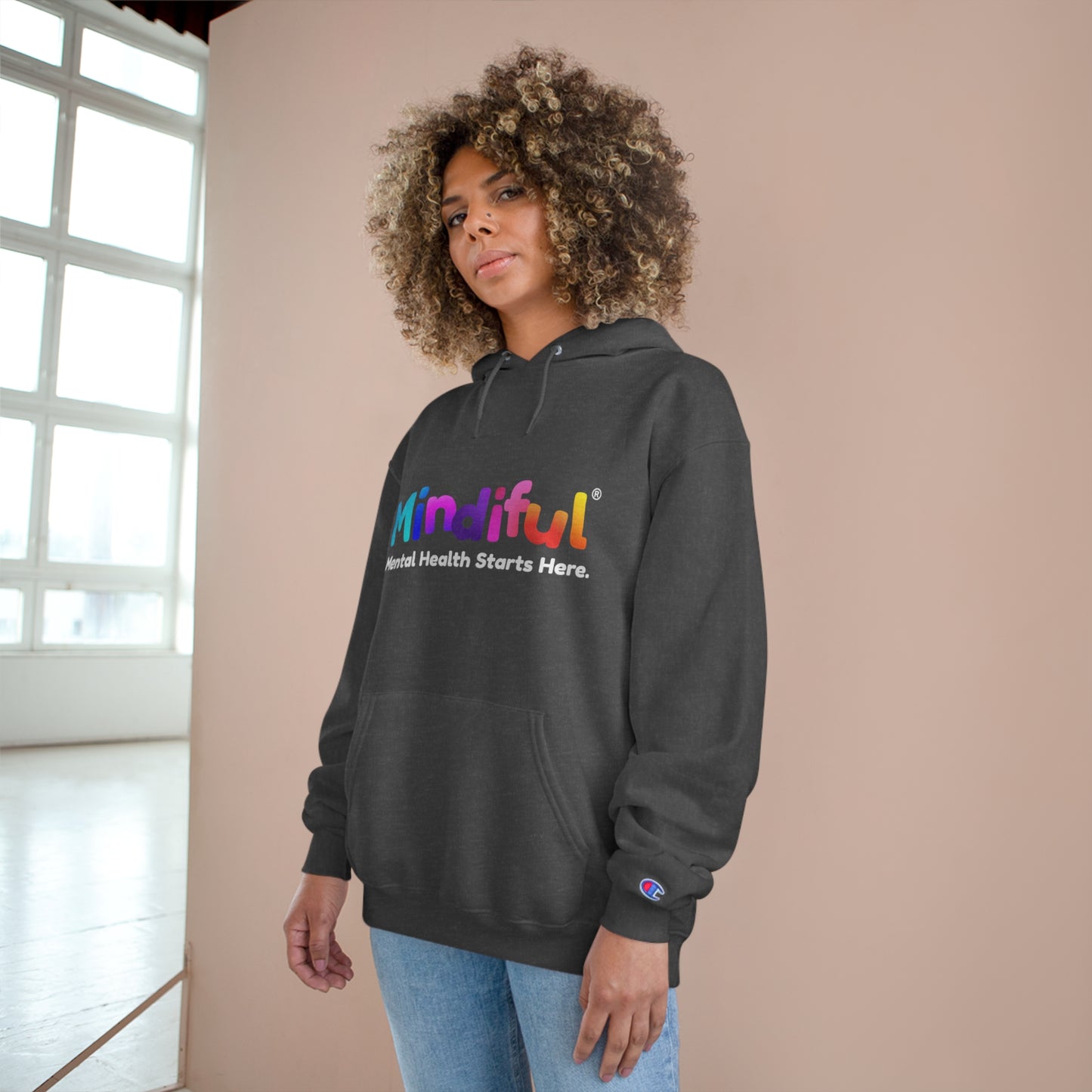 Mindiful® "I Support Children's Mental Health" Adult Champion Hoodie Black