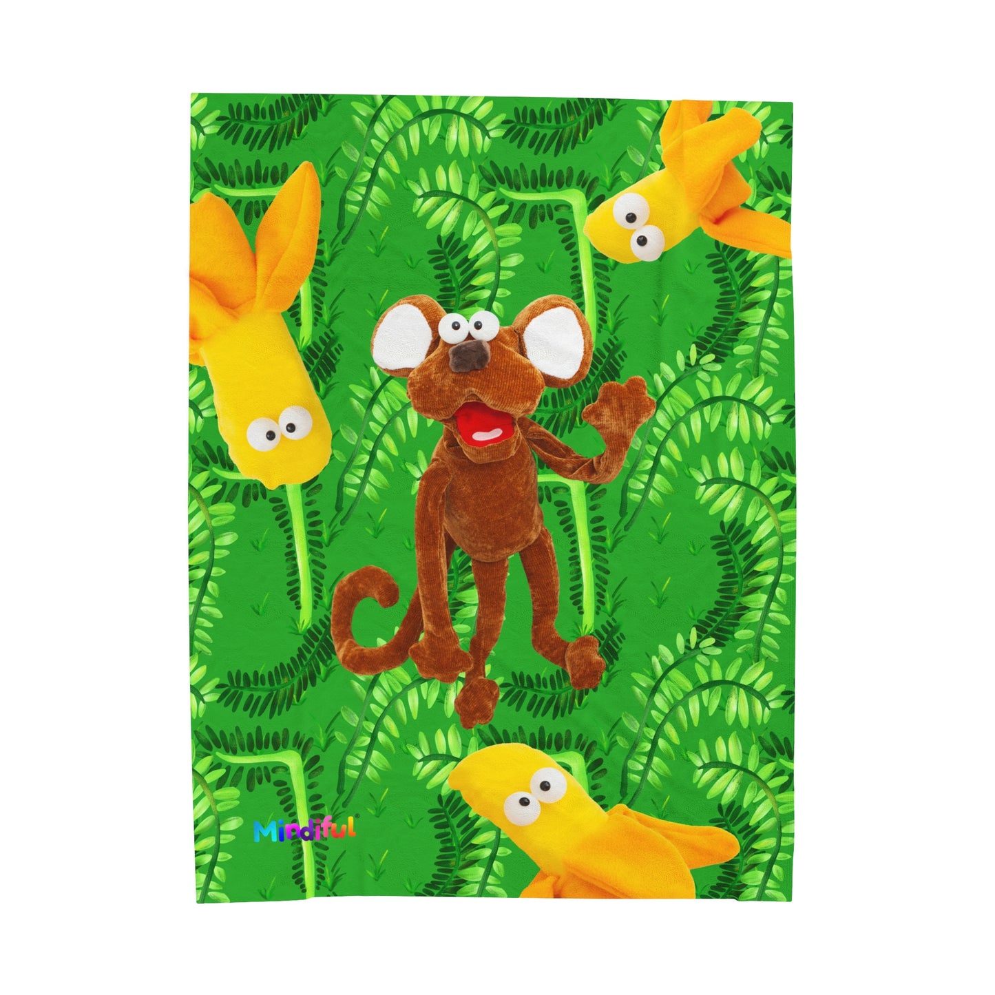 Mindiful® "Marty Jungle Party" Velveteen Plush Snuggle Blanket